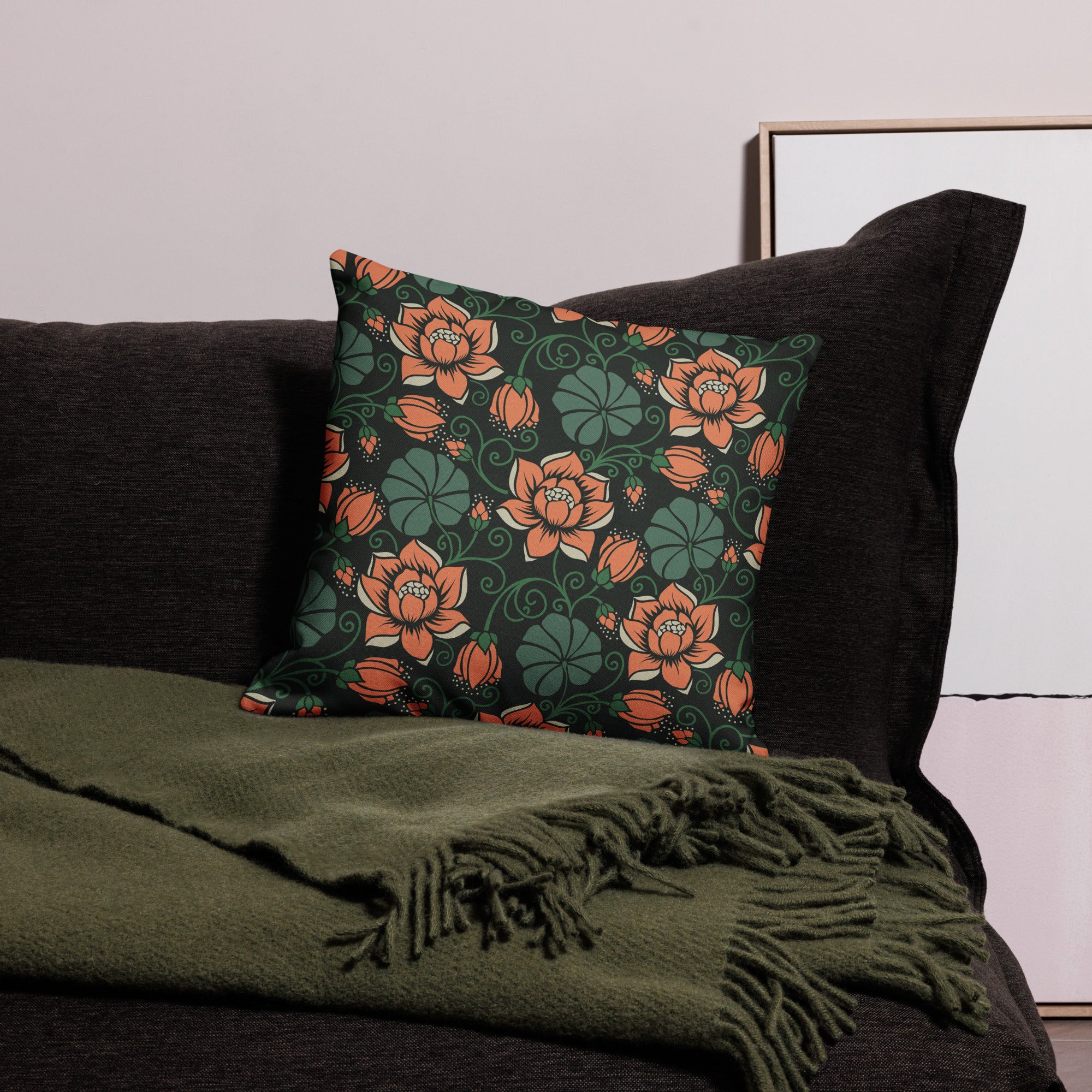 Elegant Flower Seamless Pattern All-Over Print Premium Pillow