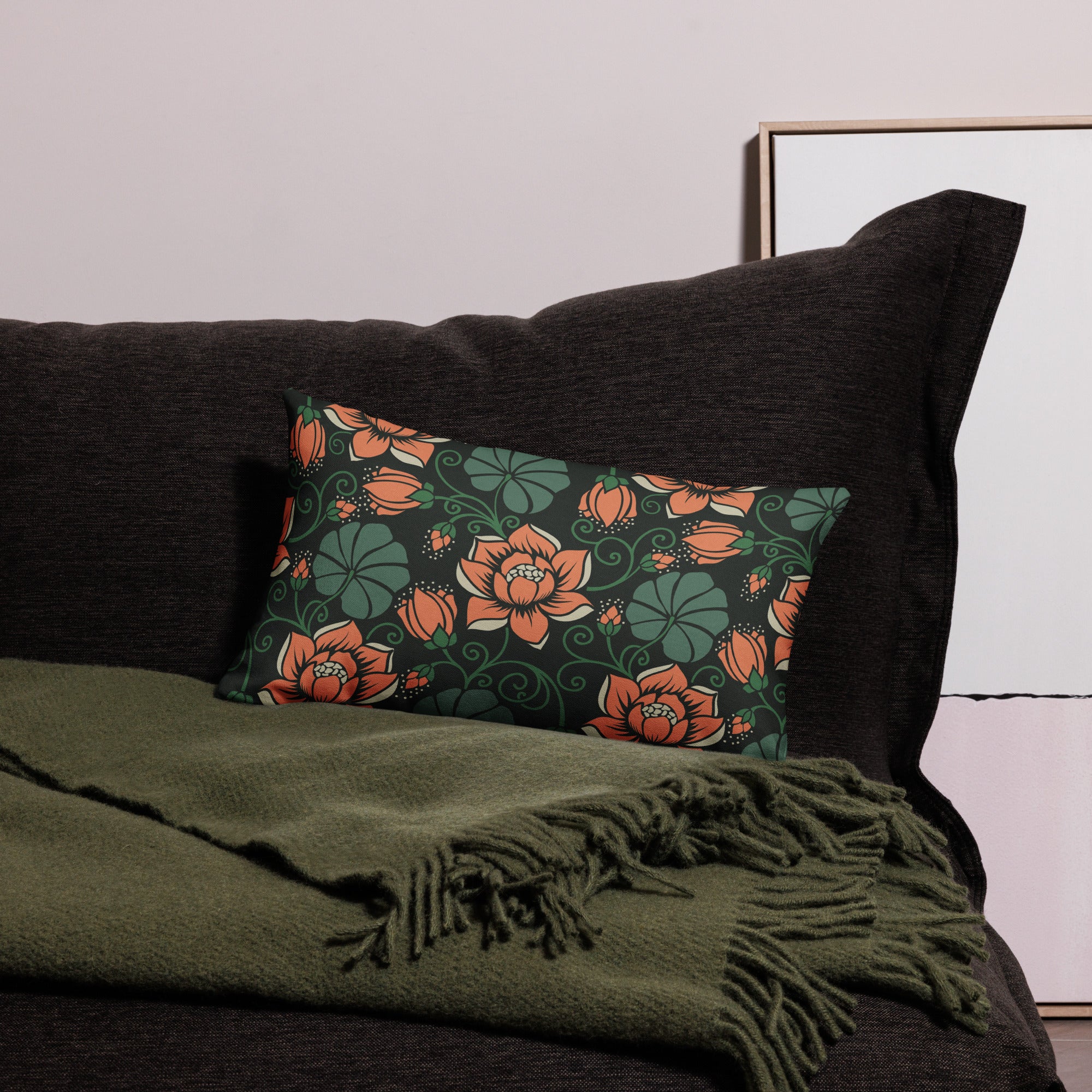 Elegant Flower Seamless Pattern All-Over Print Premium Pillow