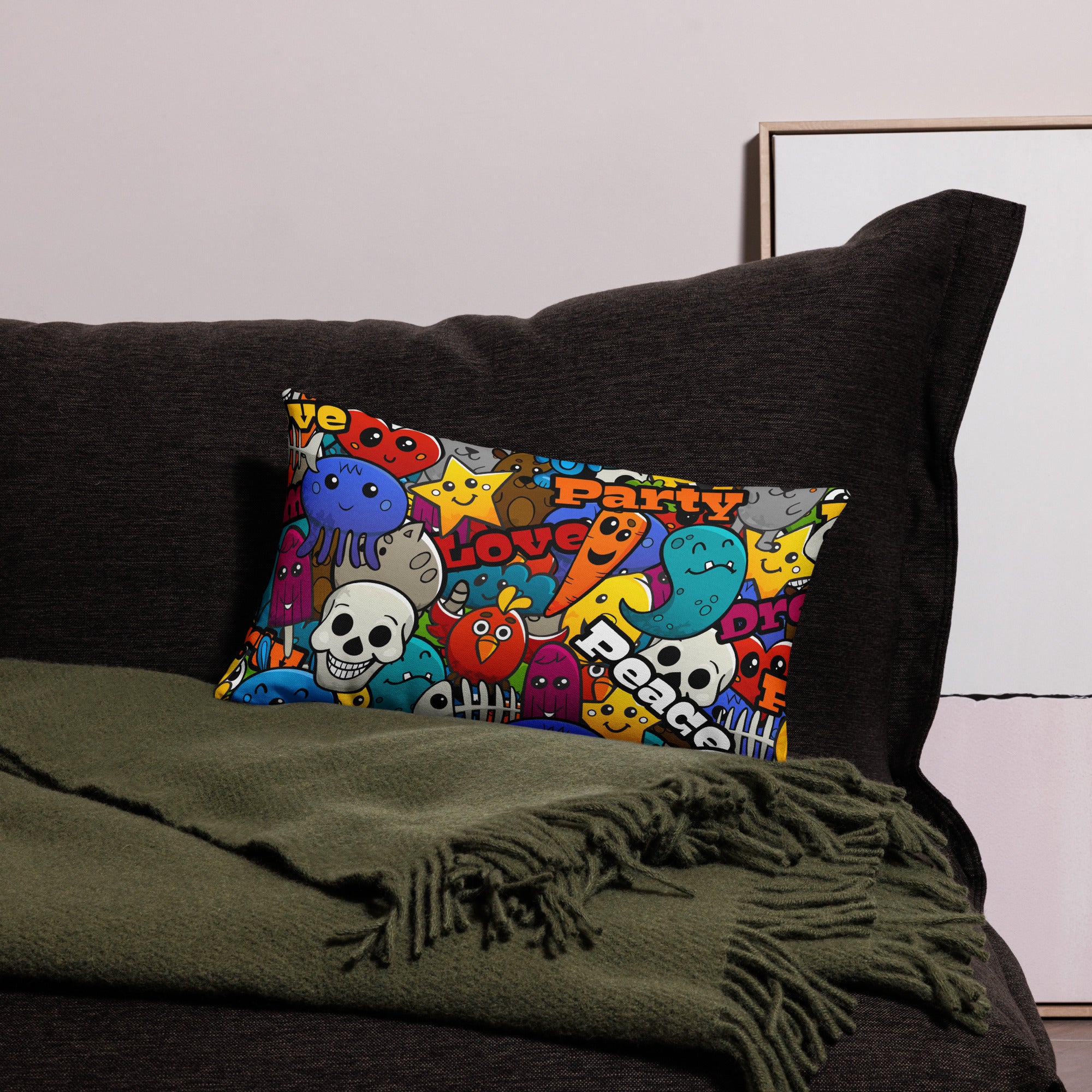 Funny Colorful Graffiti Characters All-Over Print Premium Pillow