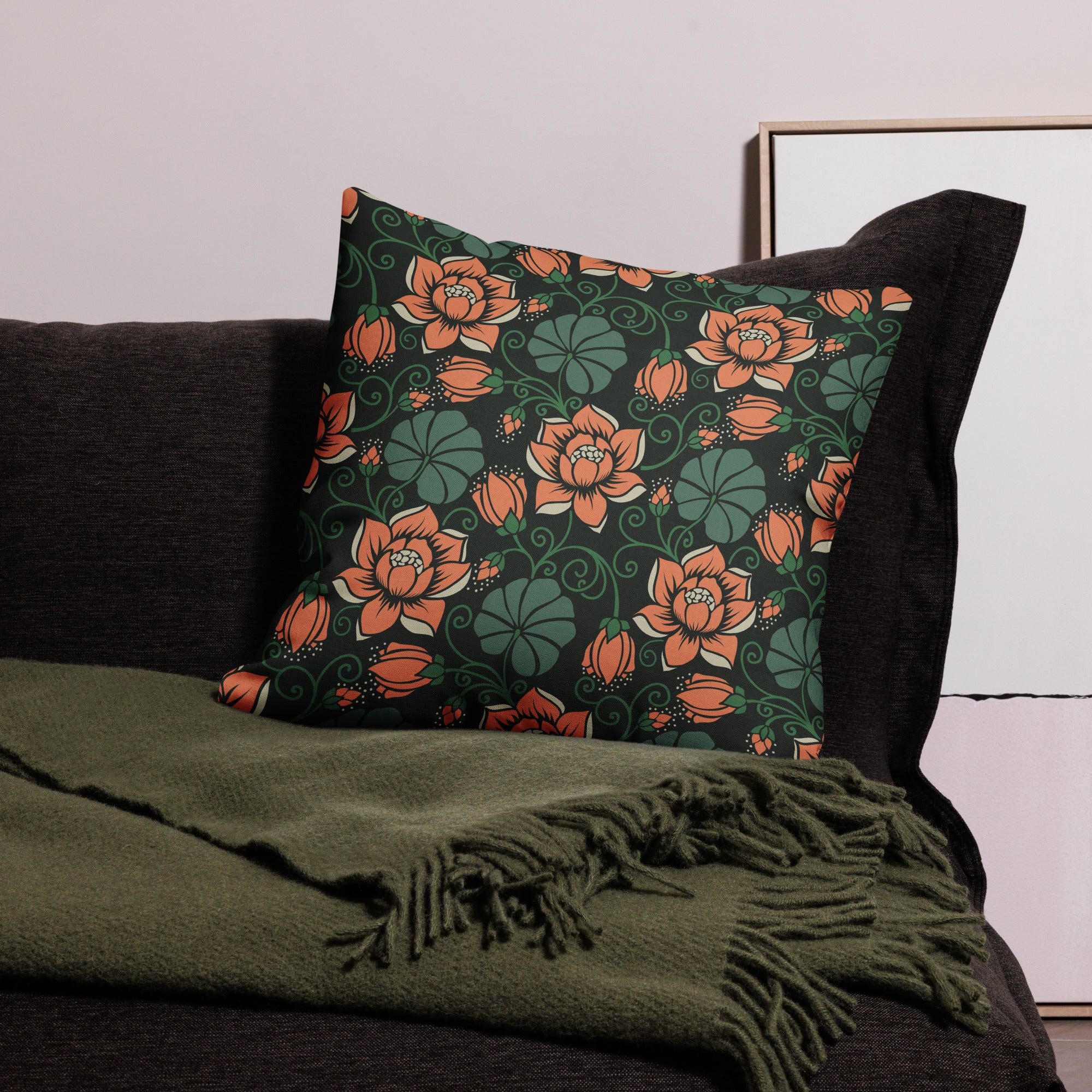 Elegant Flower Seamless Pattern All-Over Print Premium Pillow