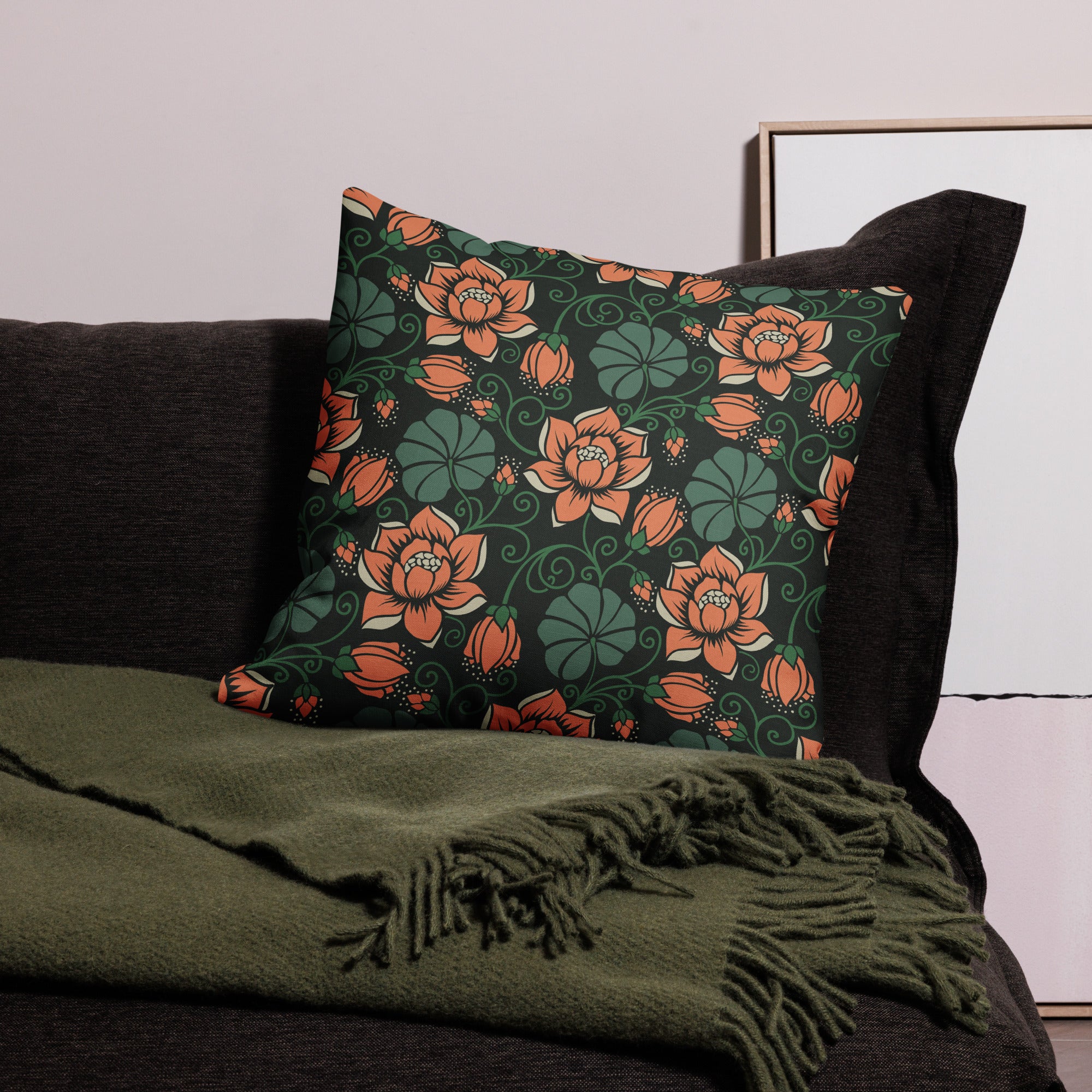 Elegant Flower Seamless Pattern All-Over Print Premium Pillow