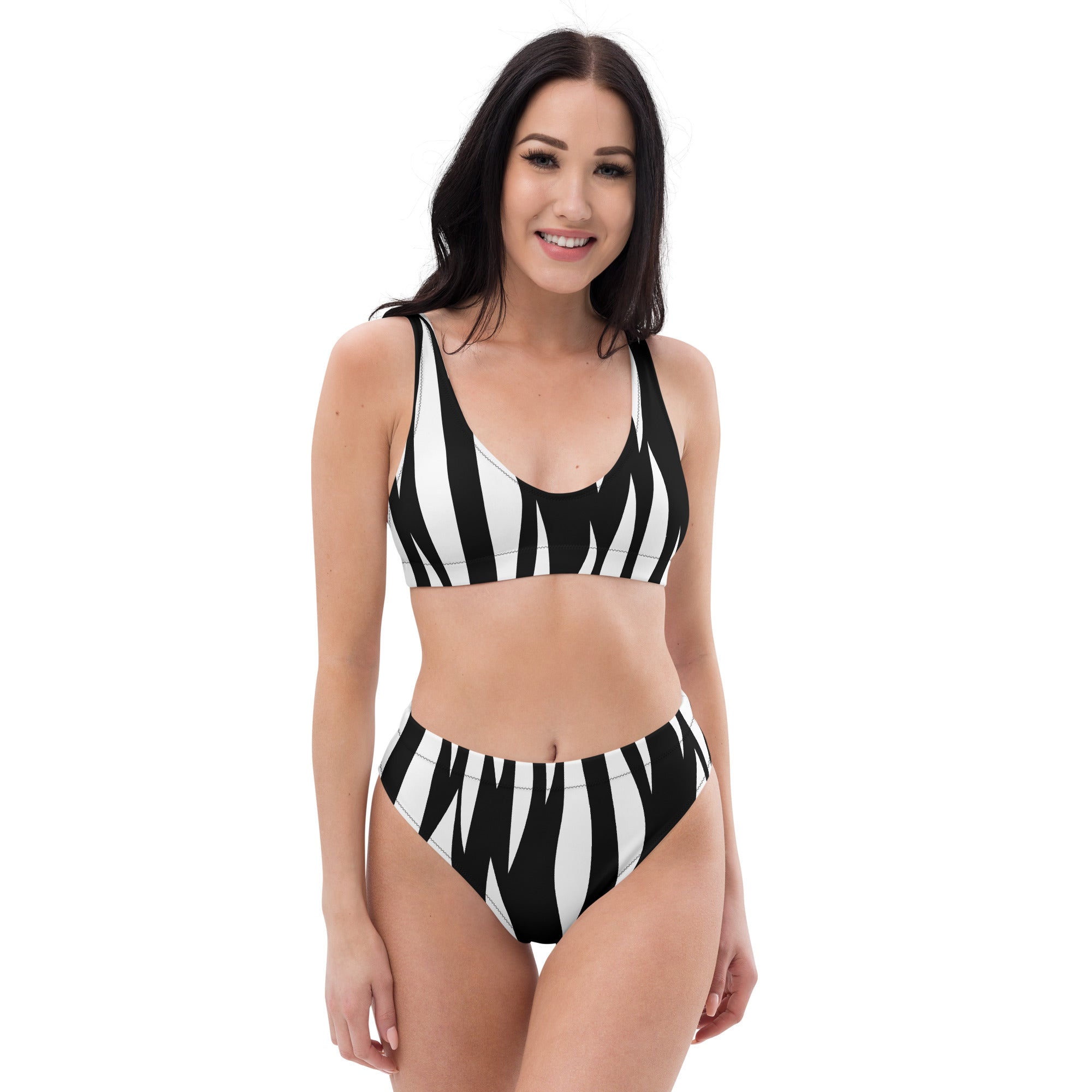 Black flames high-waisted bikini