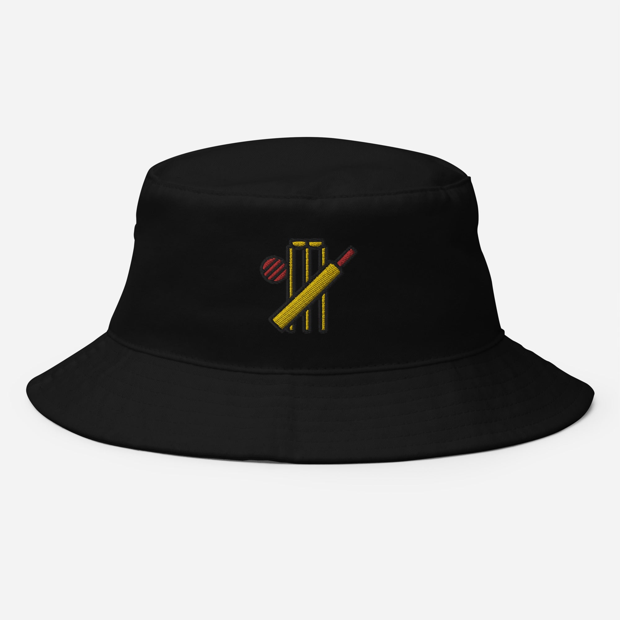 Cricket Bat Bucket Hat, Embroidered Sports Cricketer Bucket Hat, Handmade Cricket Player Unisex Cotton Sun Hat