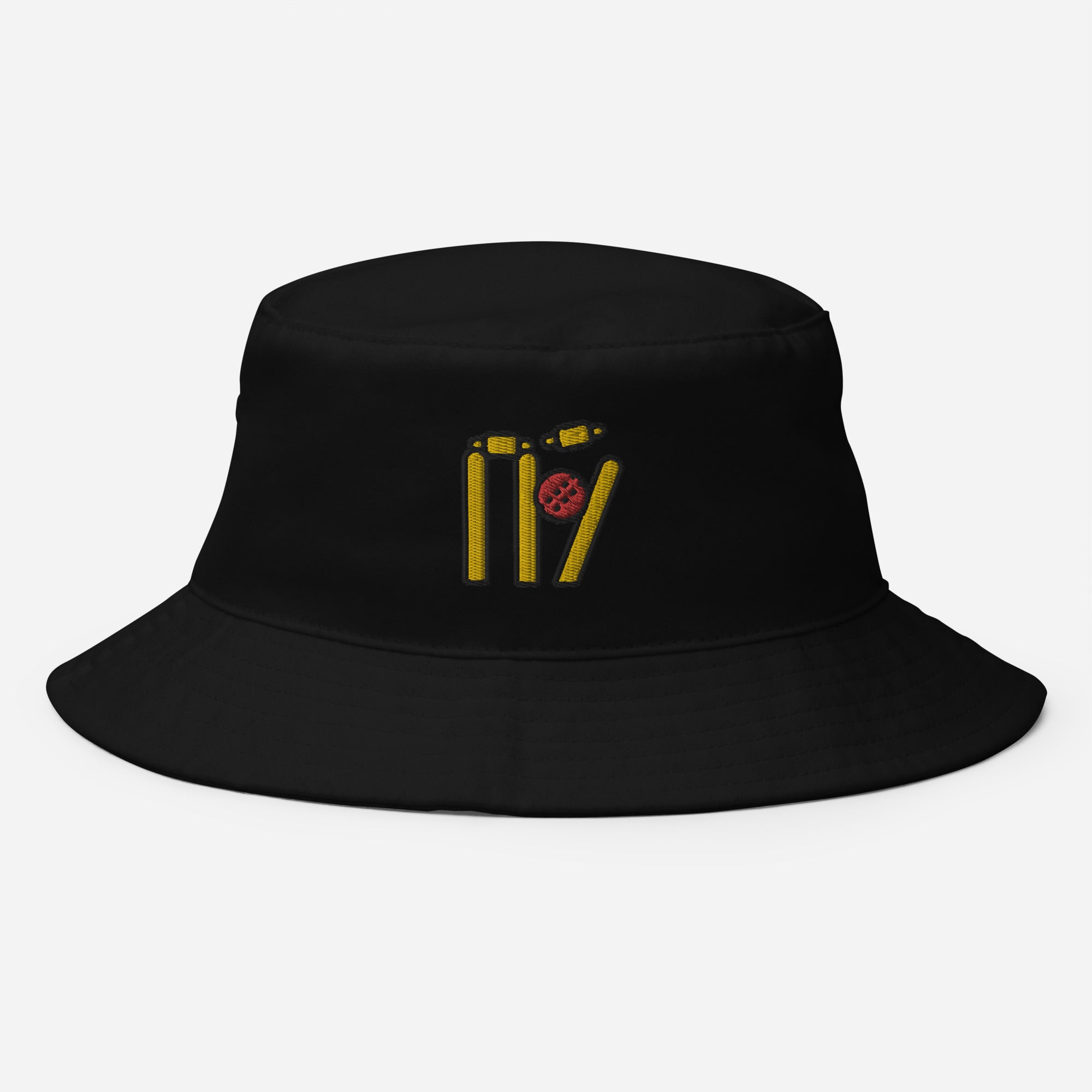 Cricket Wickets And Ball Bucket Hat, Embroidered Sports Cricketer Bucket Hat, Handmade Cricket Player Unisex Cotton Sun Hat