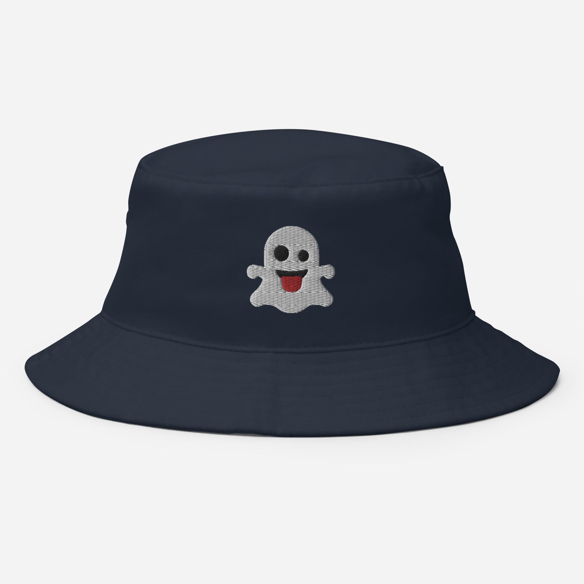 Halloween Ghost Bucket Hat, Embroidered Boo Ghost Bucket Hat, Handmade Scary Smile Emoji Unisex Cotton Sun Hat