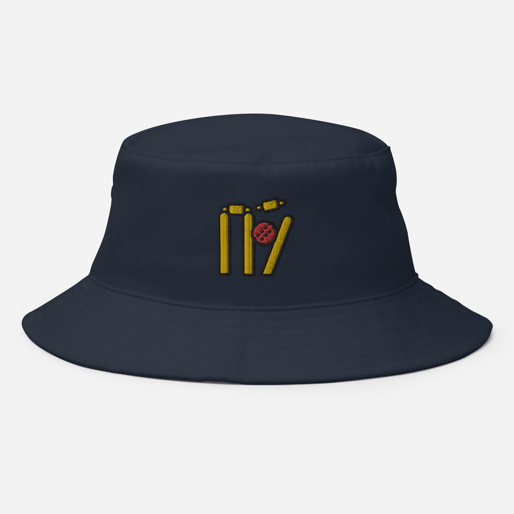 Cricket Wickets And Ball Bucket Hat, Embroidered Sports Cricketer Bucket Hat, Handmade Cricket Player Unisex Cotton Sun Hat