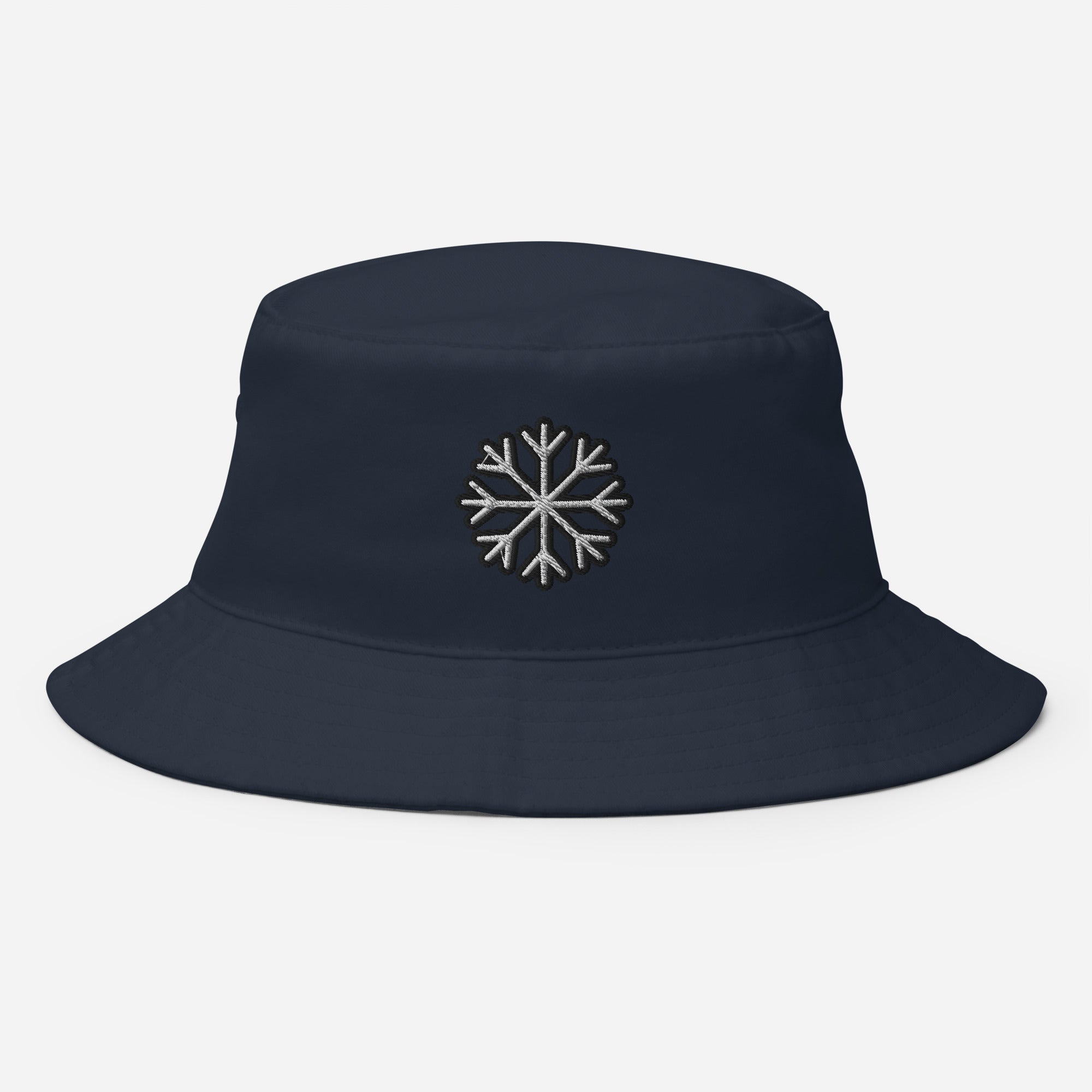 Snowflake Bucket Hat, Embroidered Christmas Bucket Hat, Handmade Xmas Winter Festive Unisex Cotton Sun Hat
