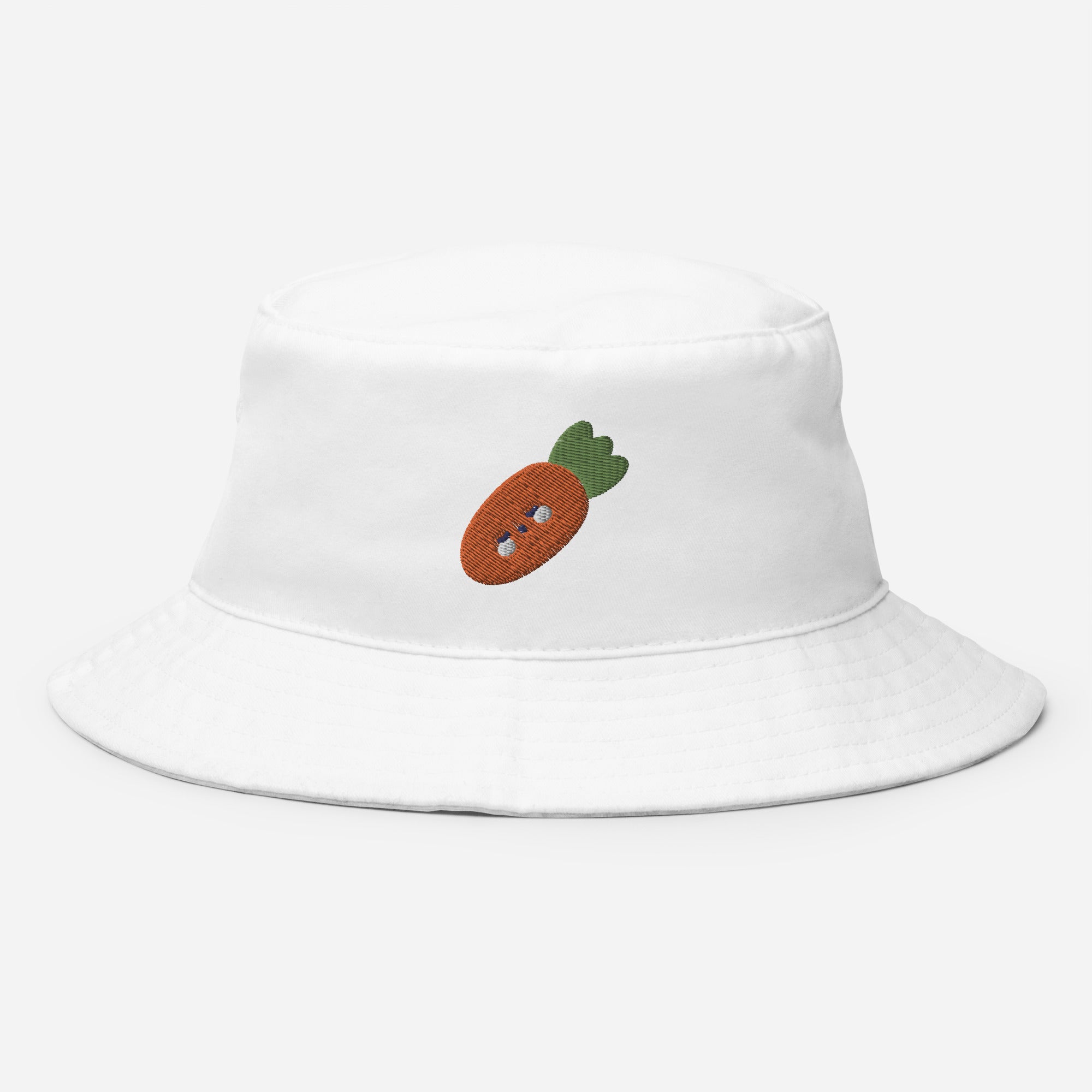 Carrot Vegetable Bucket Hat, Embroidered Easter Bunny Carrot Bucket Hat, Handmade Vegetarian Unisex Cotton Sun Hat