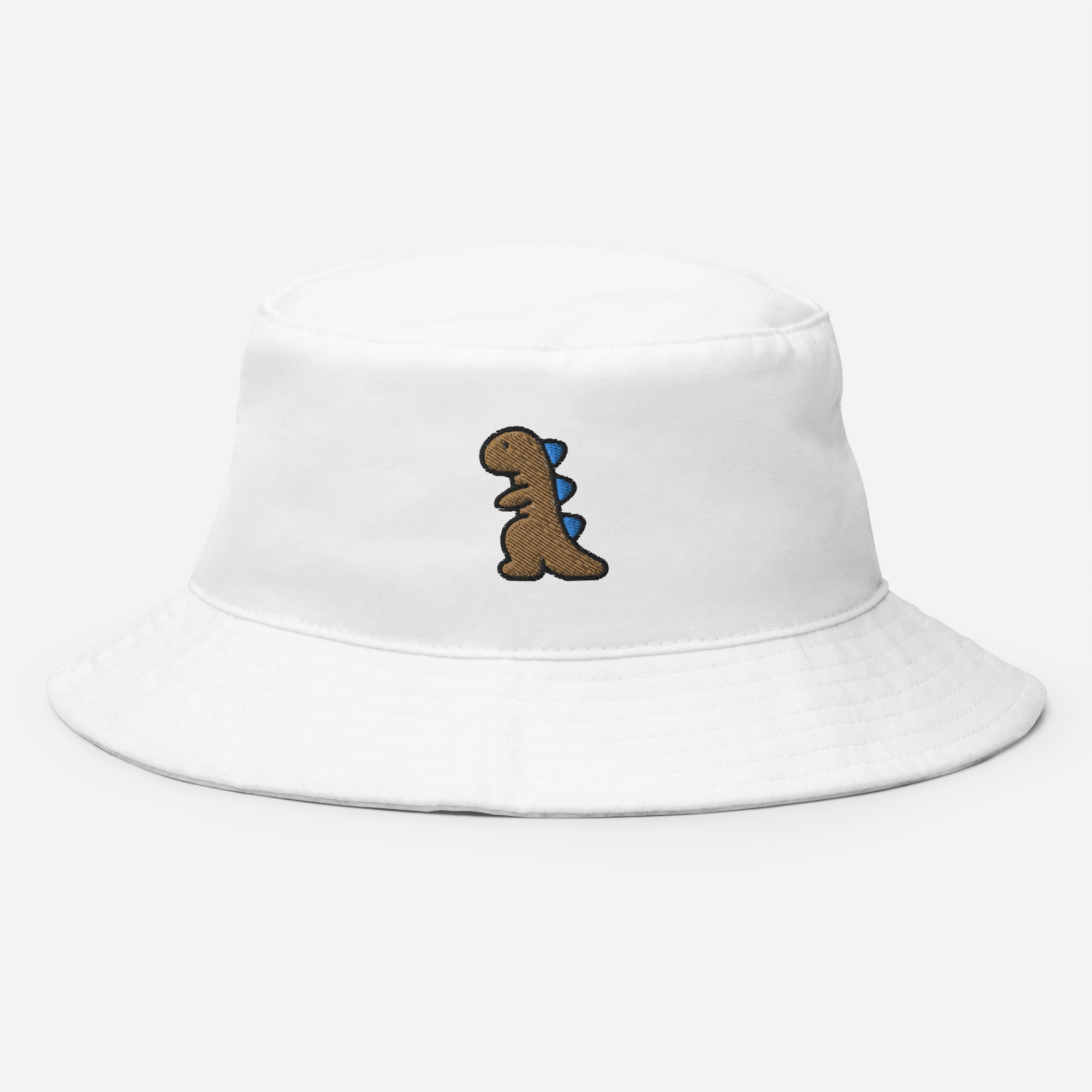 Dinosaur Bucket Hat, Embroidered T-Rex Bucket Hat, Handmade Baby Dino Lovers Unisex Cotton Sun Hat