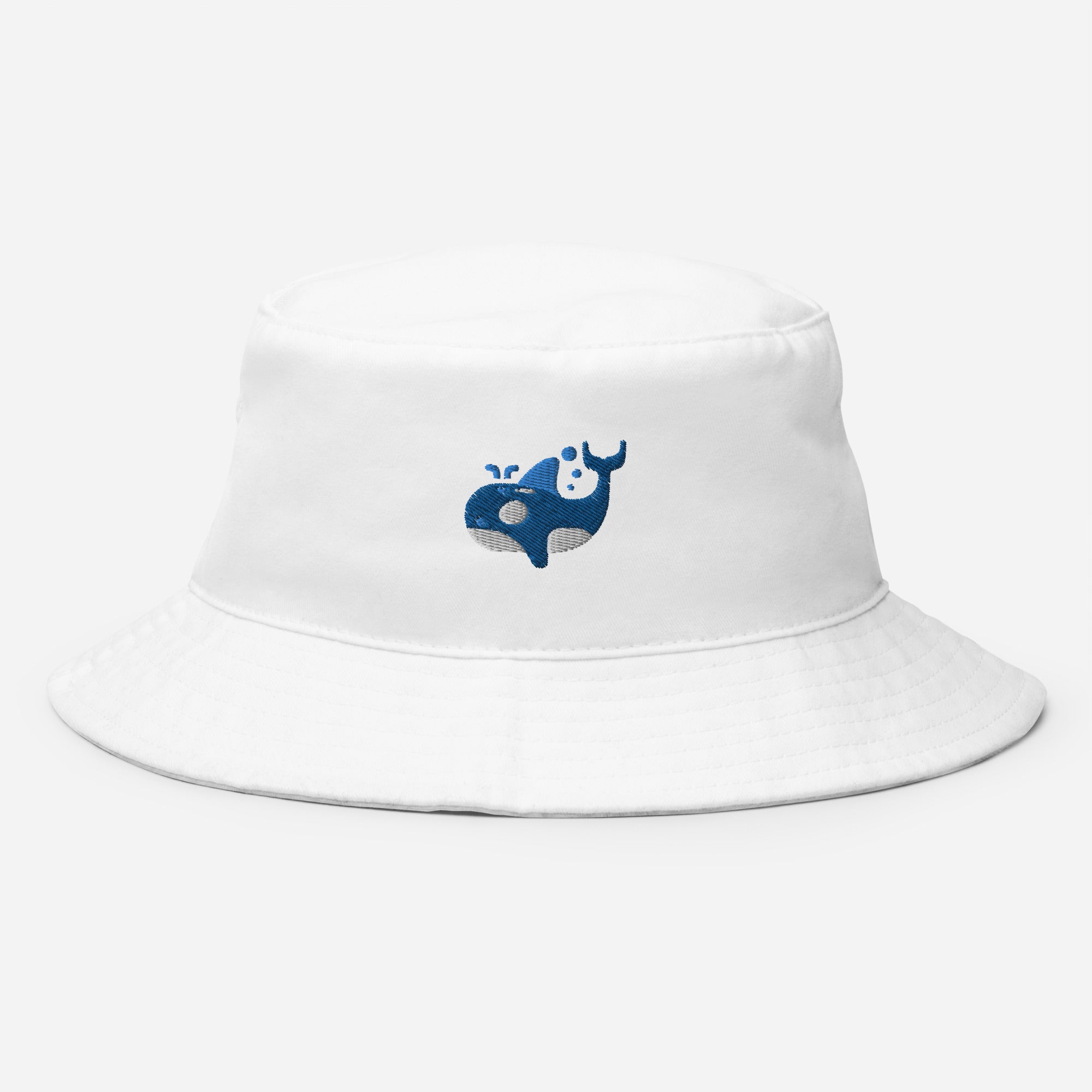 Orca Whale Bucket Hat, Embroidered Killer Blue Whale Bucket Hat, Handmade Ocean Animal Unisex Cotton Sun Hat