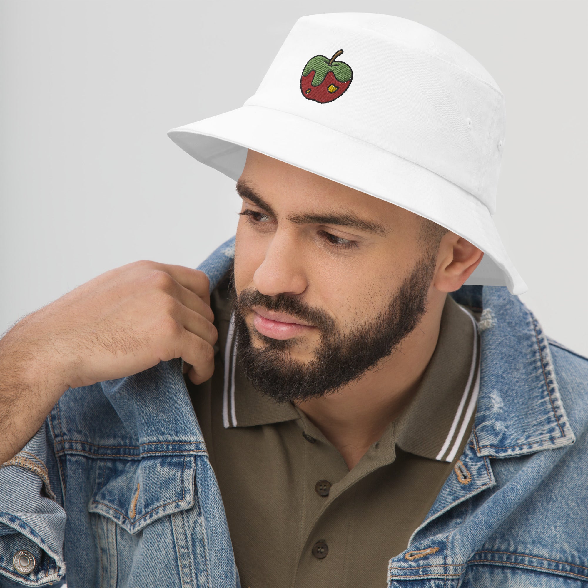 Apple Fruit Bucket Hat, Embroidered Bucket Hat, Handmade Unisex Cotton Sun Hat - Multiple Colors