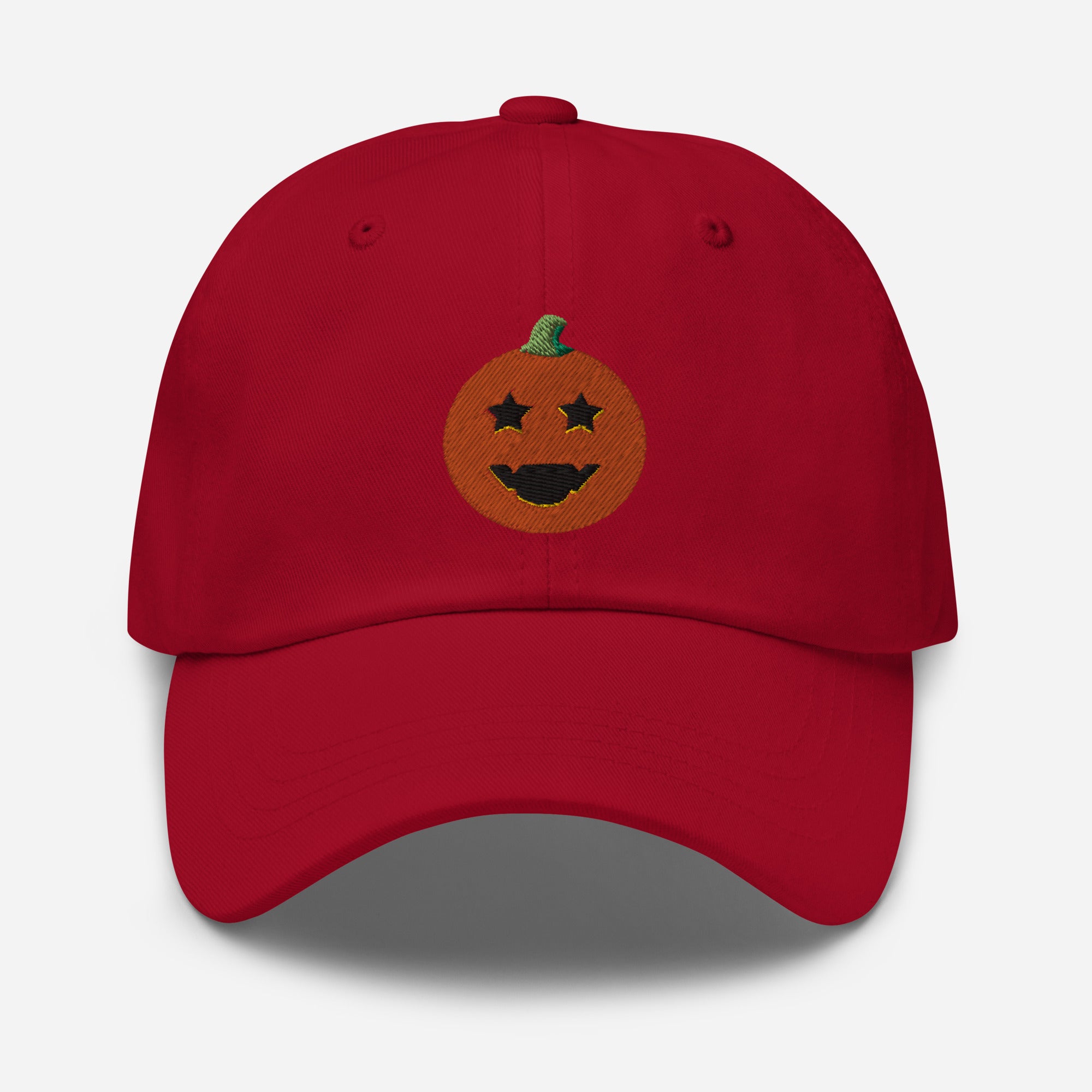 Halloween Pumpkin Dad Hat, Embroidered Evil Face Unisex Hat, Handmade Dad Cap, Scary Pumpkin Adjustable Baseball Gift Cap