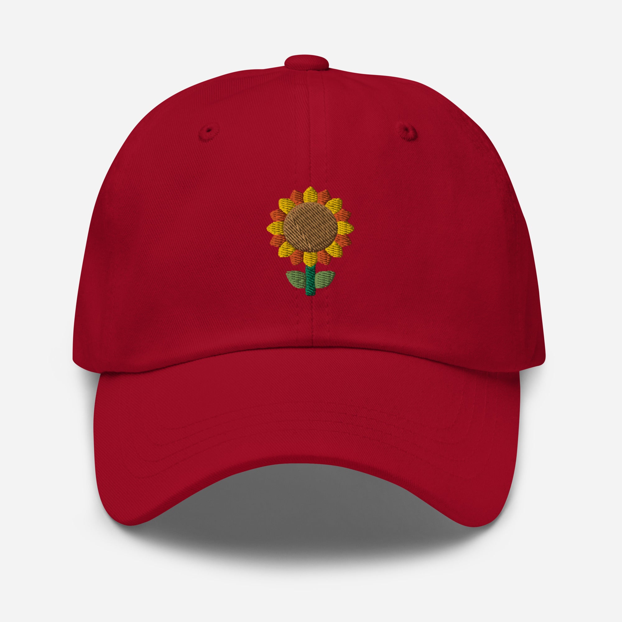 Sunflower Plant Dad Hat, Embroidered Unisex Hat, Handmade Dad Cap, Adjustable Baseball Gift Cap - Multiple Colors