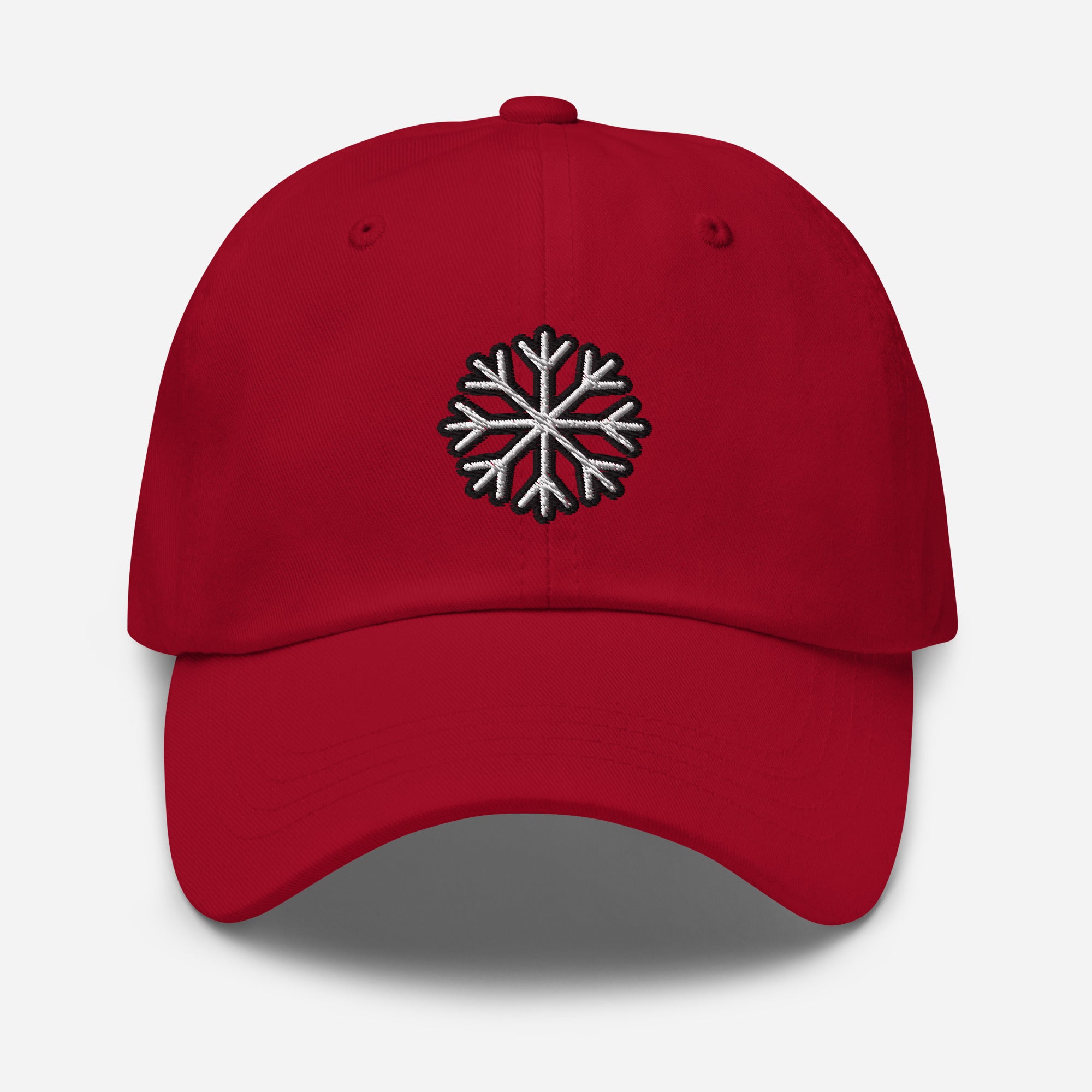 Snowflake Dad Hat, Embroidered Christmas Unisex Hat, Handmade Dad Cap, Xmas Winter Festive Adjustable Baseball Gift Cap