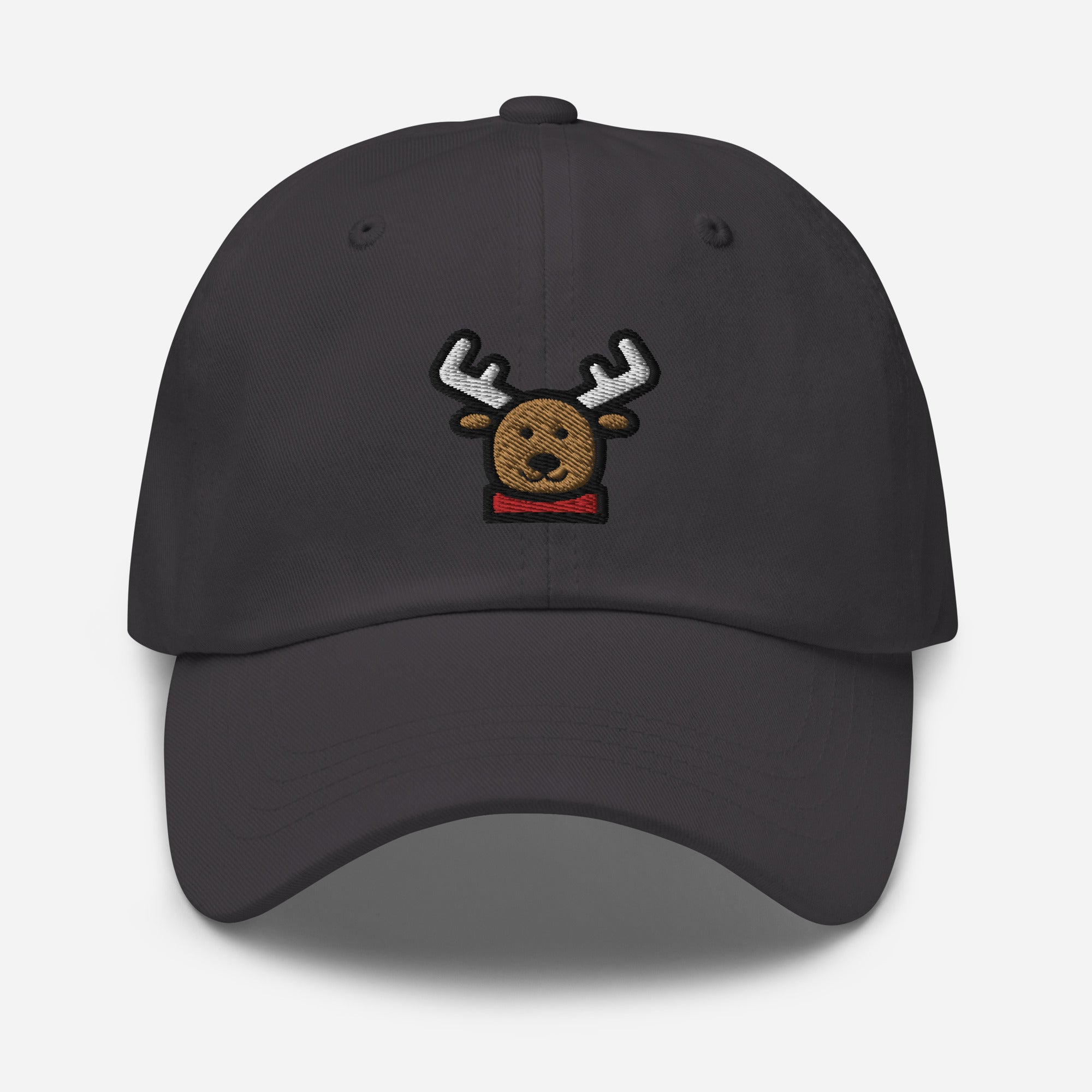 Reindeer Dad Hat, Embroidered Christmas Animal Unisex Hat, Handmade Dad Cap, Xmas Festive Adjustable Baseball Gift Cap