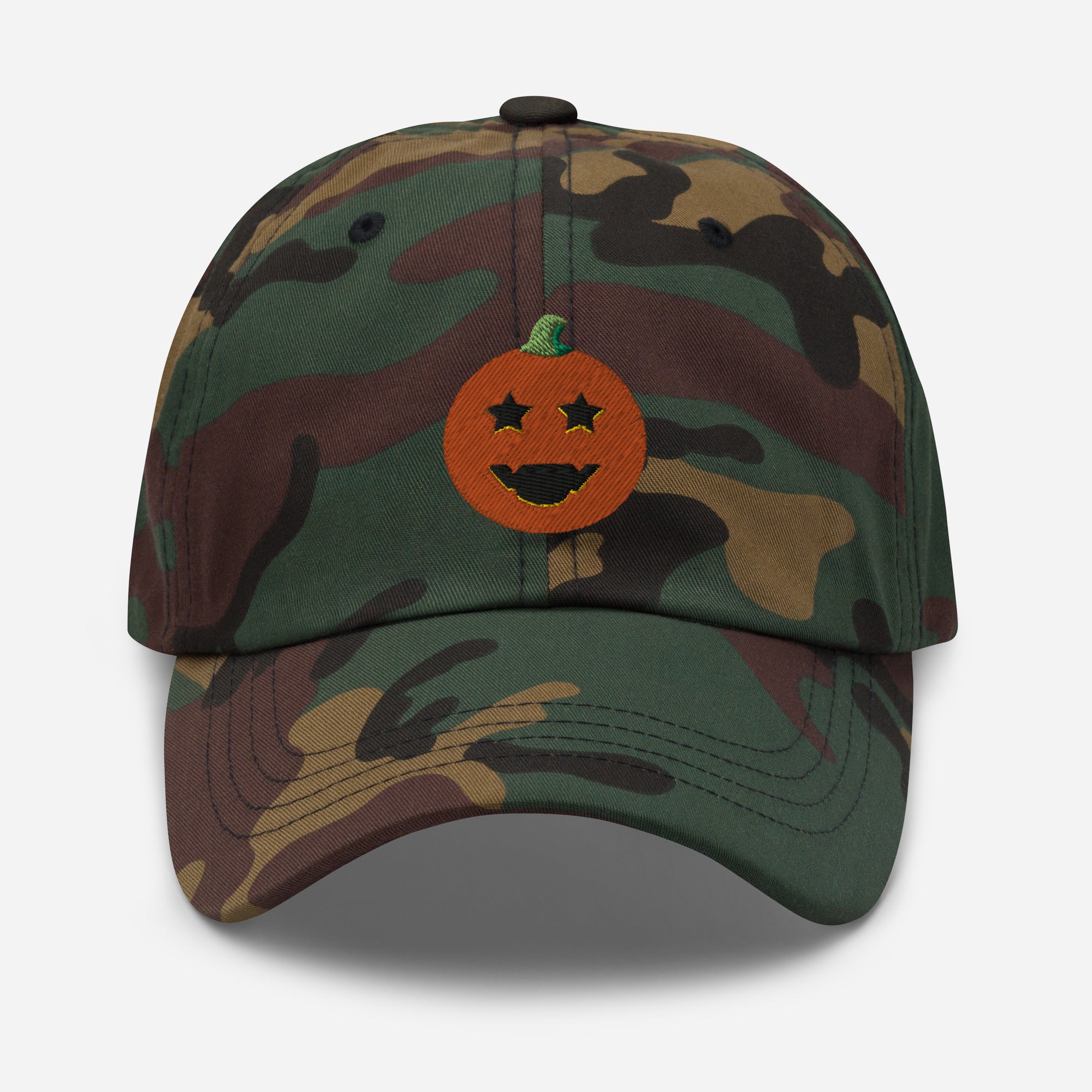 Halloween Pumpkin Dad Hat, Embroidered Evil Face Unisex Hat, Handmade Dad Cap, Scary Pumpkin Adjustable Baseball Gift Cap