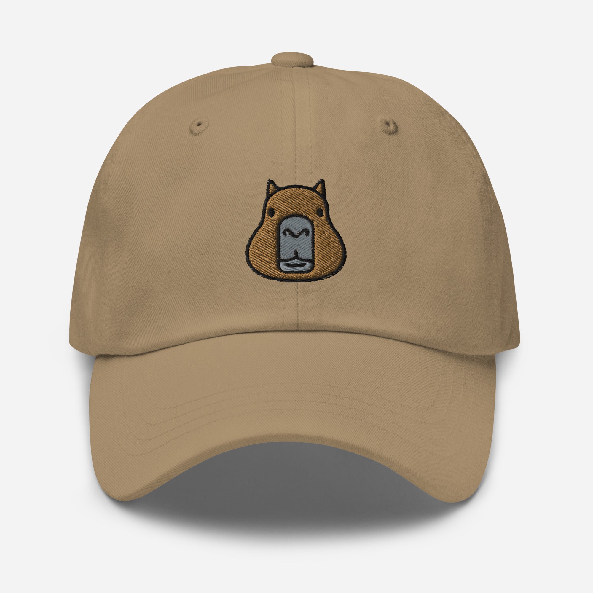 Capybara Face Dad Hat, Embroidered Cute Rodent Meme Animal Lover Unisex Hat, Handmade Dad Cap, Capybaras Pet Lover Adjustable Baseball Cap