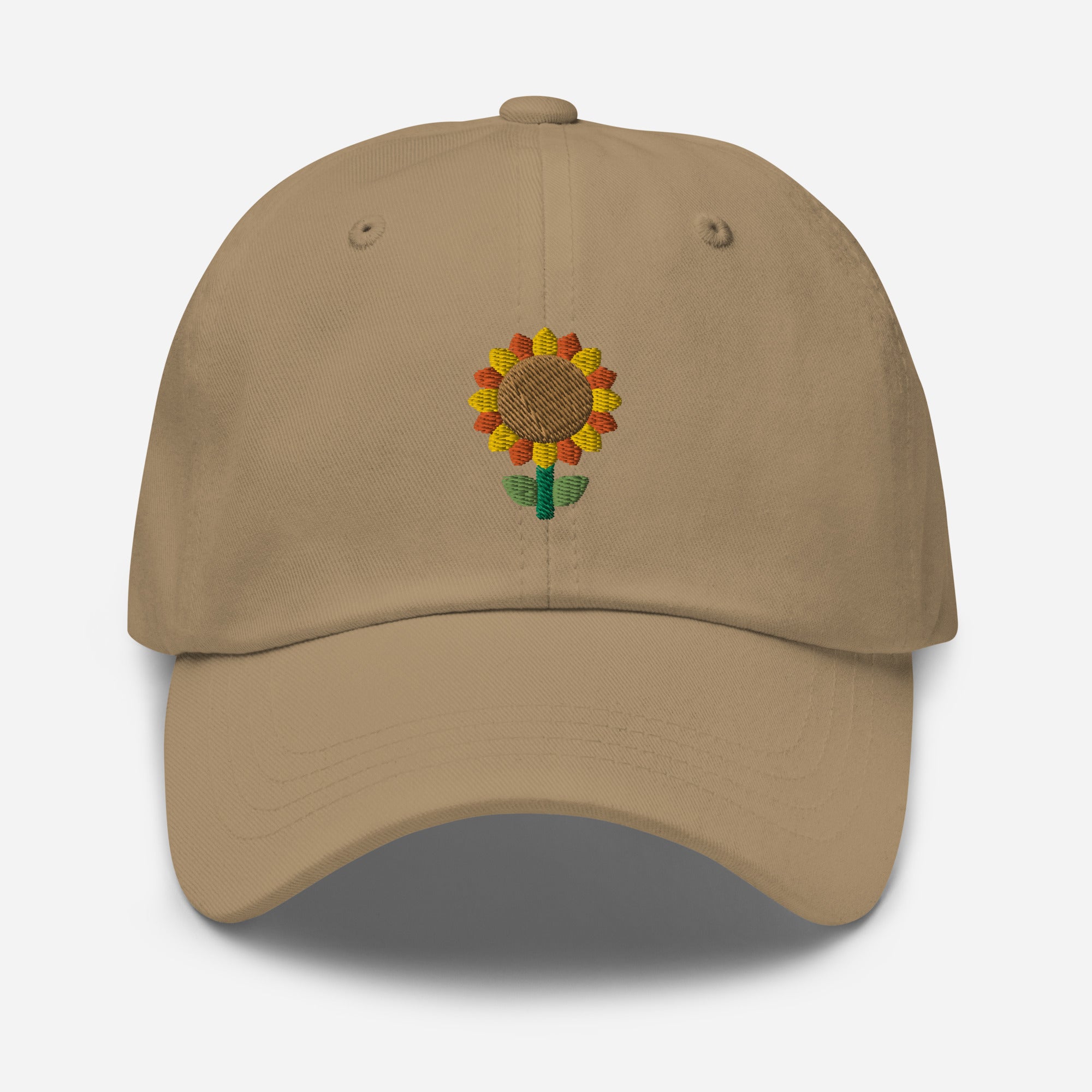 Sunflower Plant Dad Hat, Embroidered Unisex Hat, Handmade Dad Cap, Adjustable Baseball Gift Cap - Multiple Colors