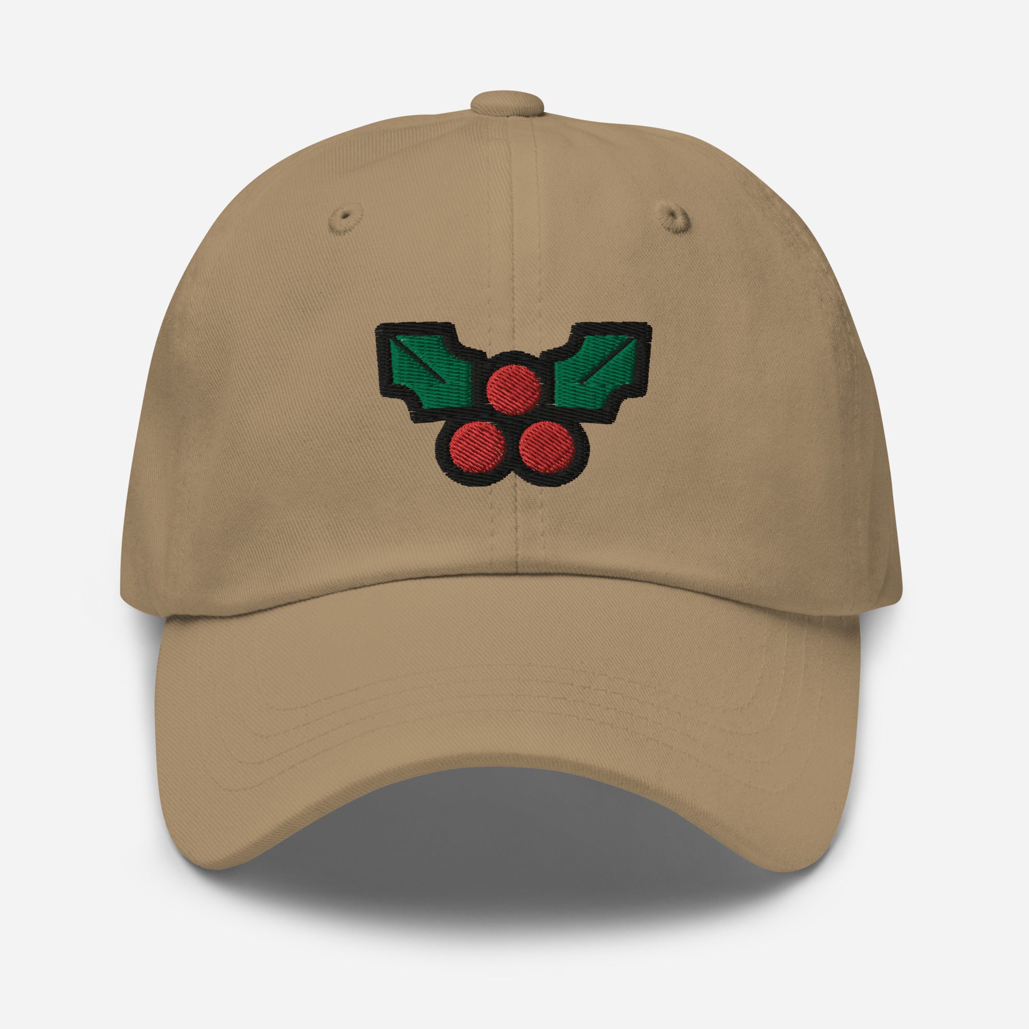 Christmas Mistletoe Dad Hat, Embroidered Decoration LeafUnisex Hat, Handmade Dad Cap, Xmas Festive Adjustable Baseball Gift Cap