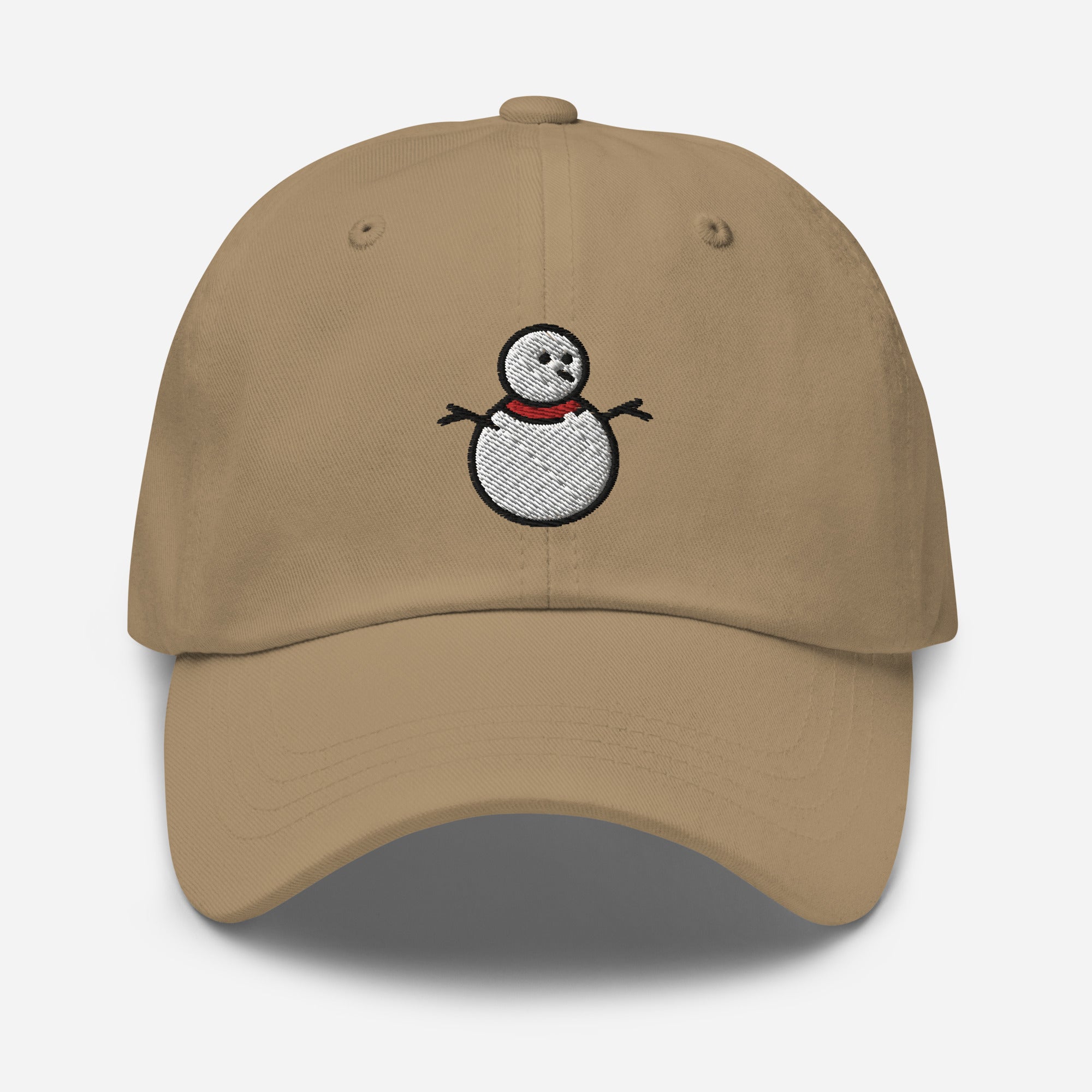 Snowman Dad Hat, Embroidered Christmas Unisex Hat, Handmade Dad Cap, Xmas Festive Adjustable Baseball Gift Cap