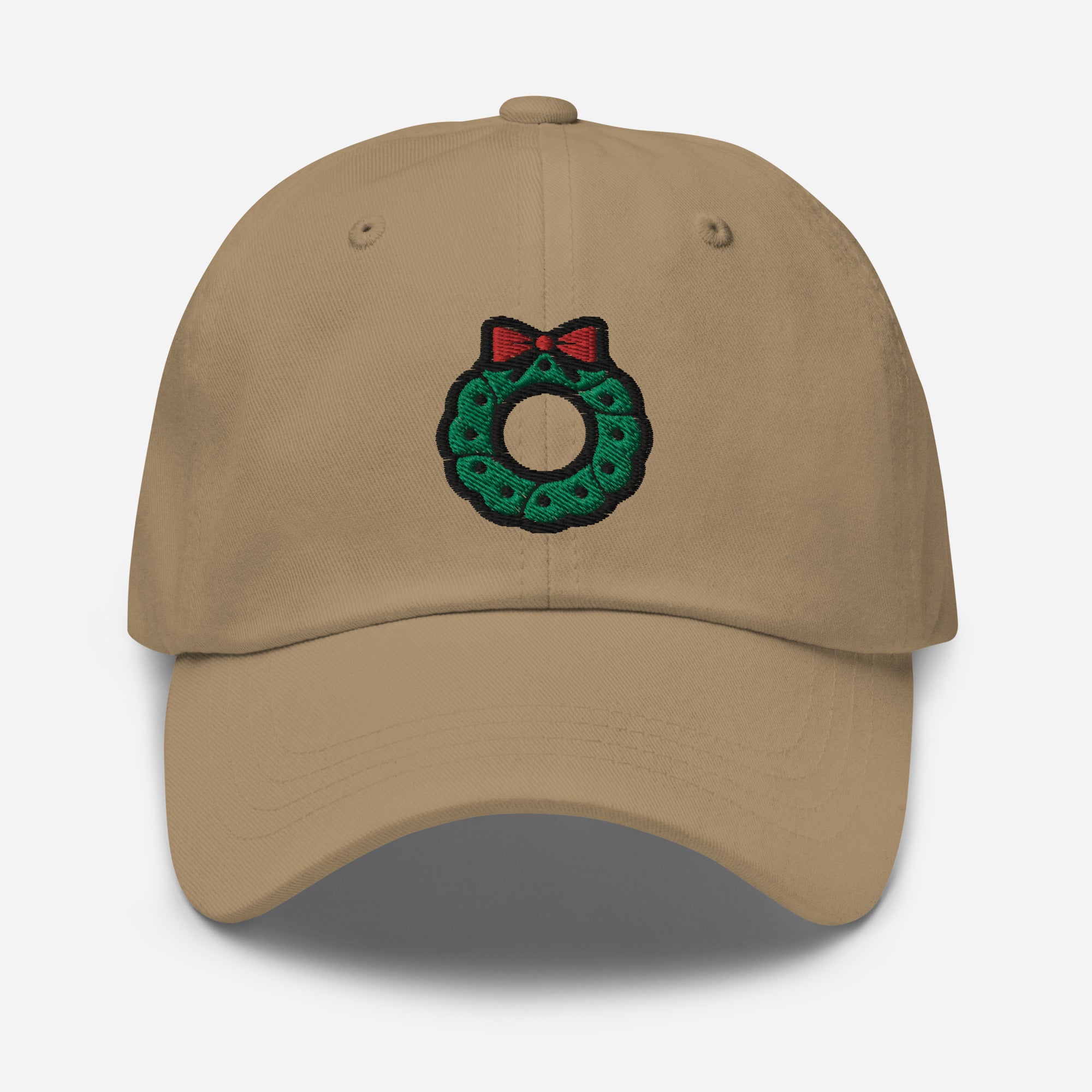 Christmas Wreath Dad Hat, Embroidered Christmas Decor Unisex Hat, Handmade Dad Cap, Xmas Festive Adjustable Baseball Gift Cap