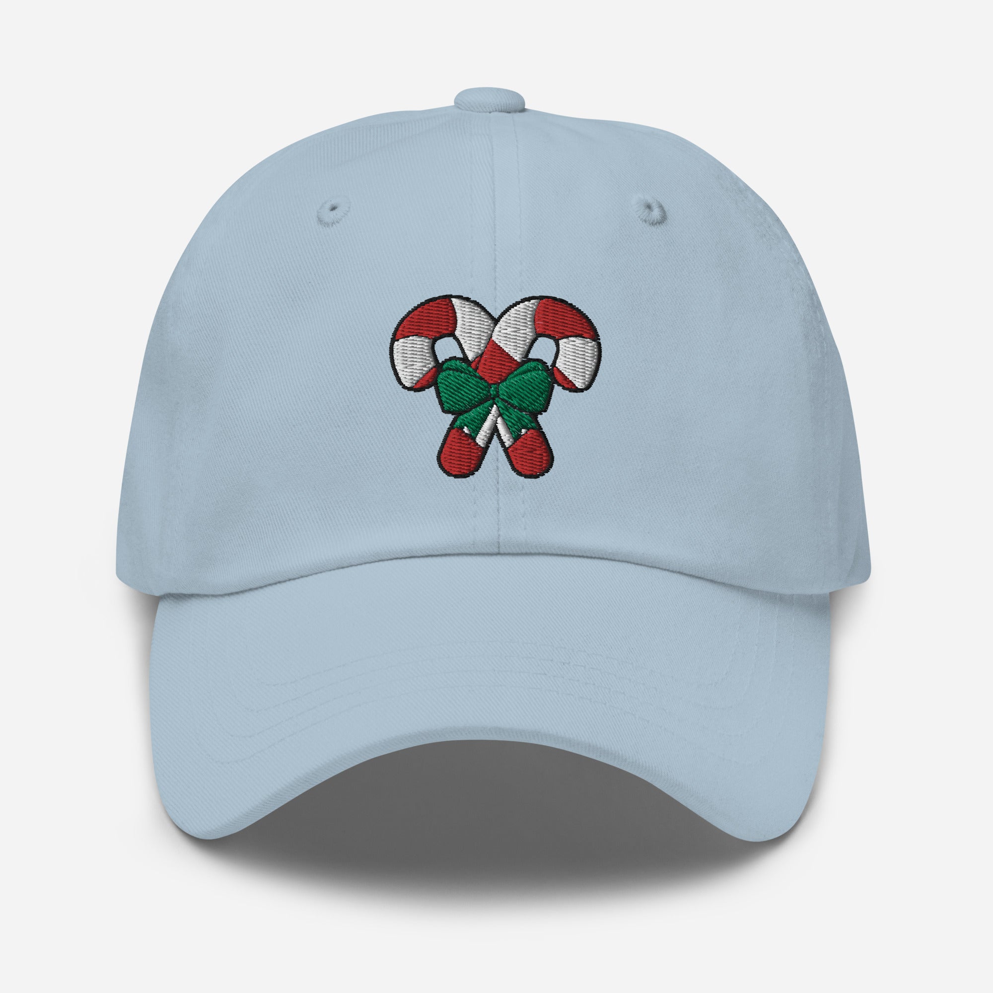 Candy Cane Dad Hat, Embroidered Christmas Unisex Hat, Handmade Dad Cap, Xmas Festive Adjustable Baseball Gift Cap