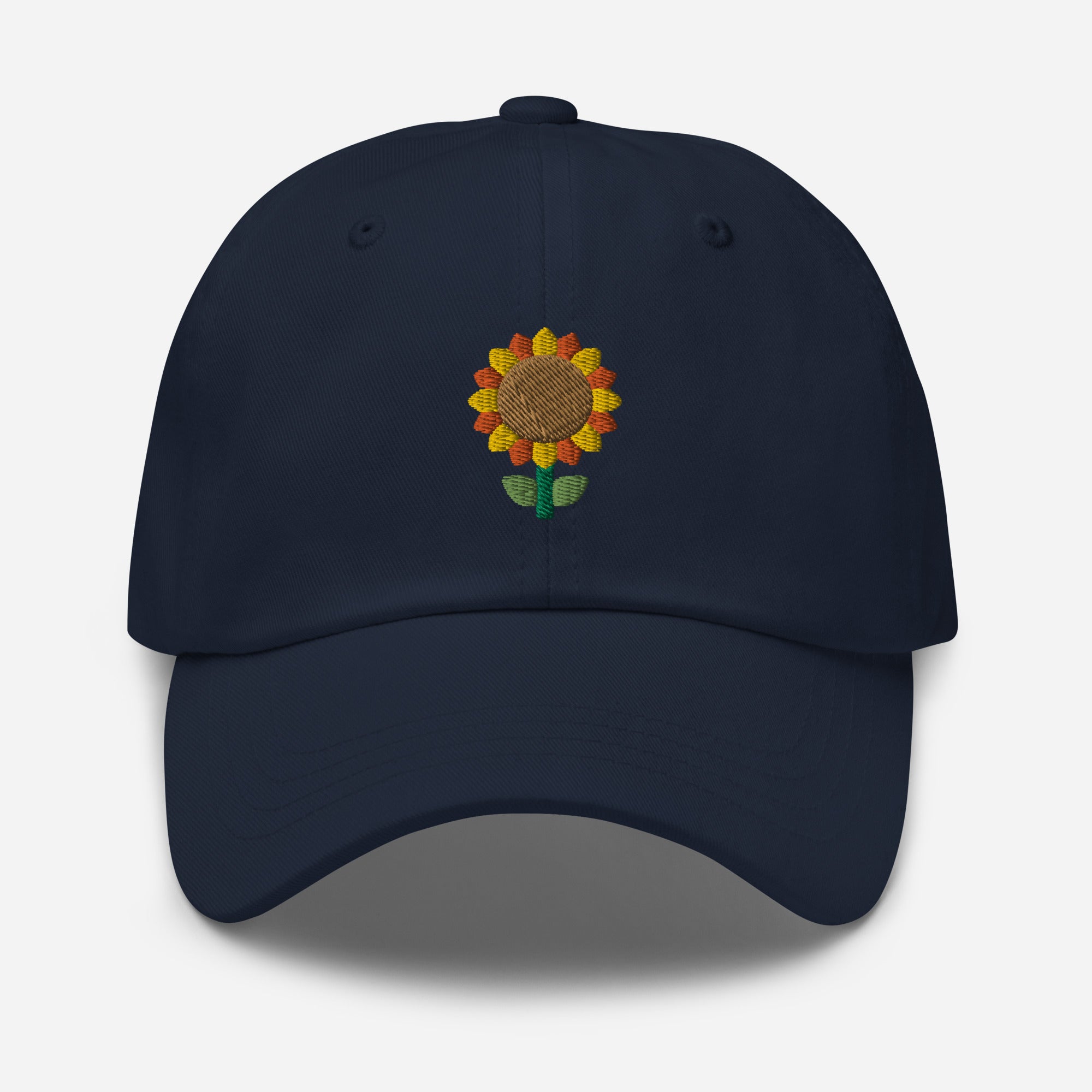 Sunflower Plant Dad Hat, Embroidered Unisex Hat, Handmade Dad Cap, Adjustable Baseball Gift Cap - Multiple Colors