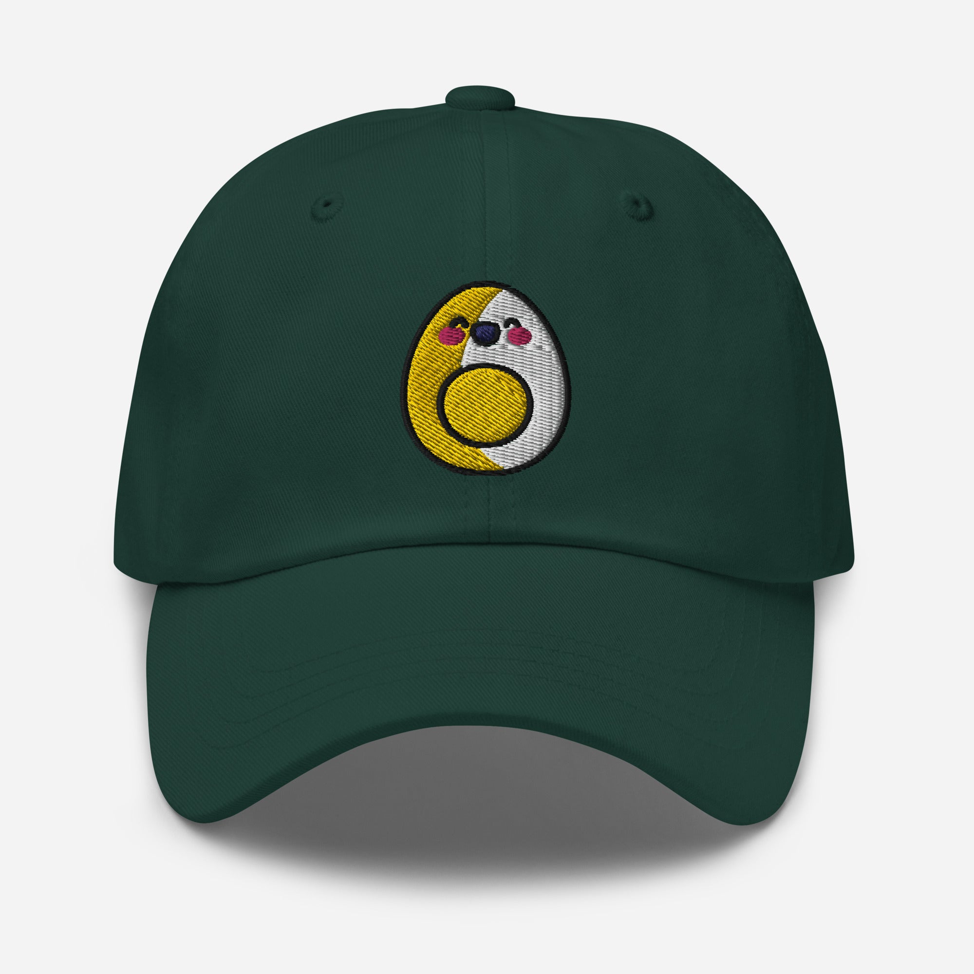 Boiled Egg Dad Hat, Embroidered Cartoon Egg Unisex Hat, Handmade Dad Cap, Egg Face Adjustable Baseball Gift Cap