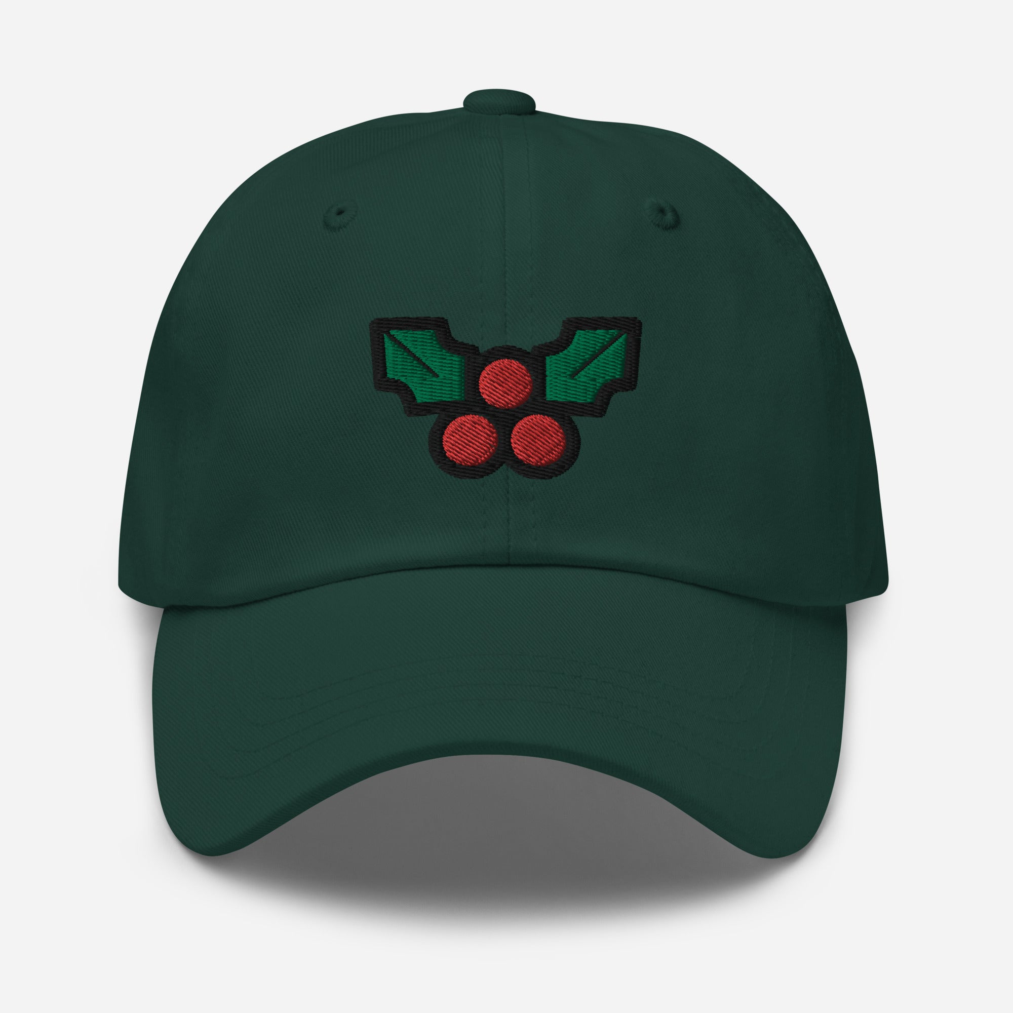 Christmas Mistletoe Dad Hat, Embroidered Decoration LeafUnisex Hat, Handmade Dad Cap, Xmas Festive Adjustable Baseball Gift Cap