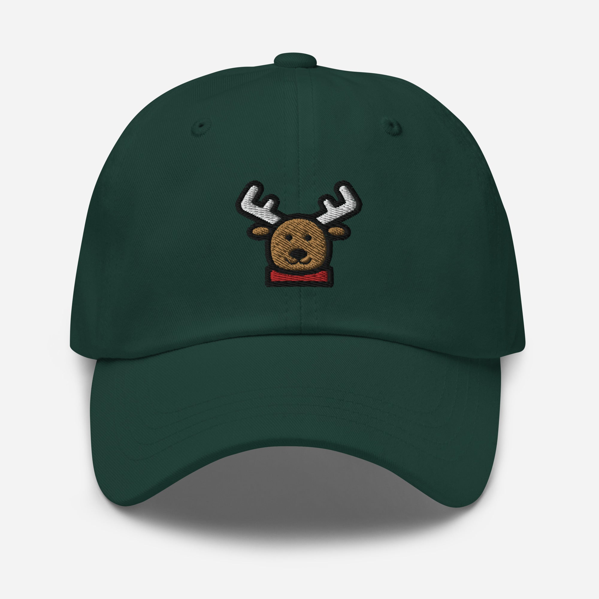 Reindeer Dad Hat, Embroidered Christmas Animal Unisex Hat, Handmade Dad Cap, Xmas Festive Adjustable Baseball Gift Cap