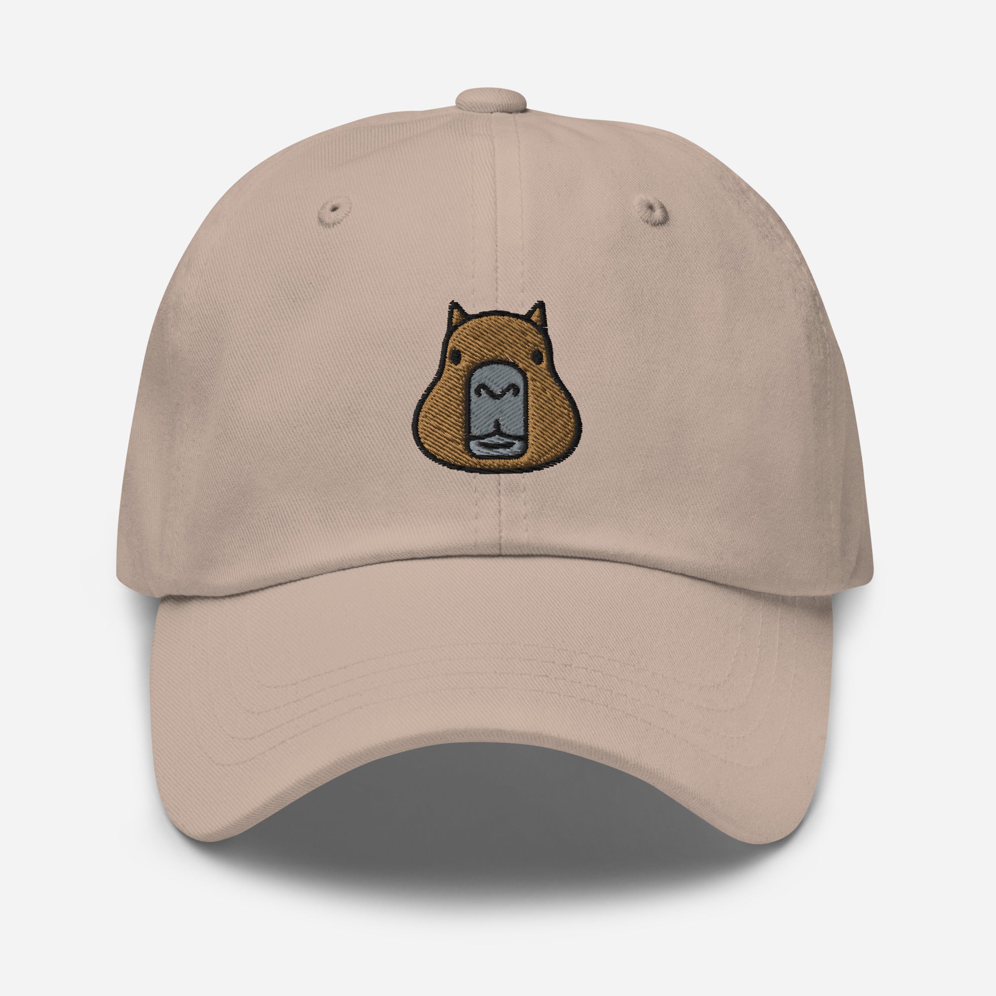 Capybara Face Dad Hat, Embroidered Cute Rodent Meme Animal Lover Unisex Hat, Handmade Dad Cap, Capybaras Pet Lover Adjustable Baseball Cap