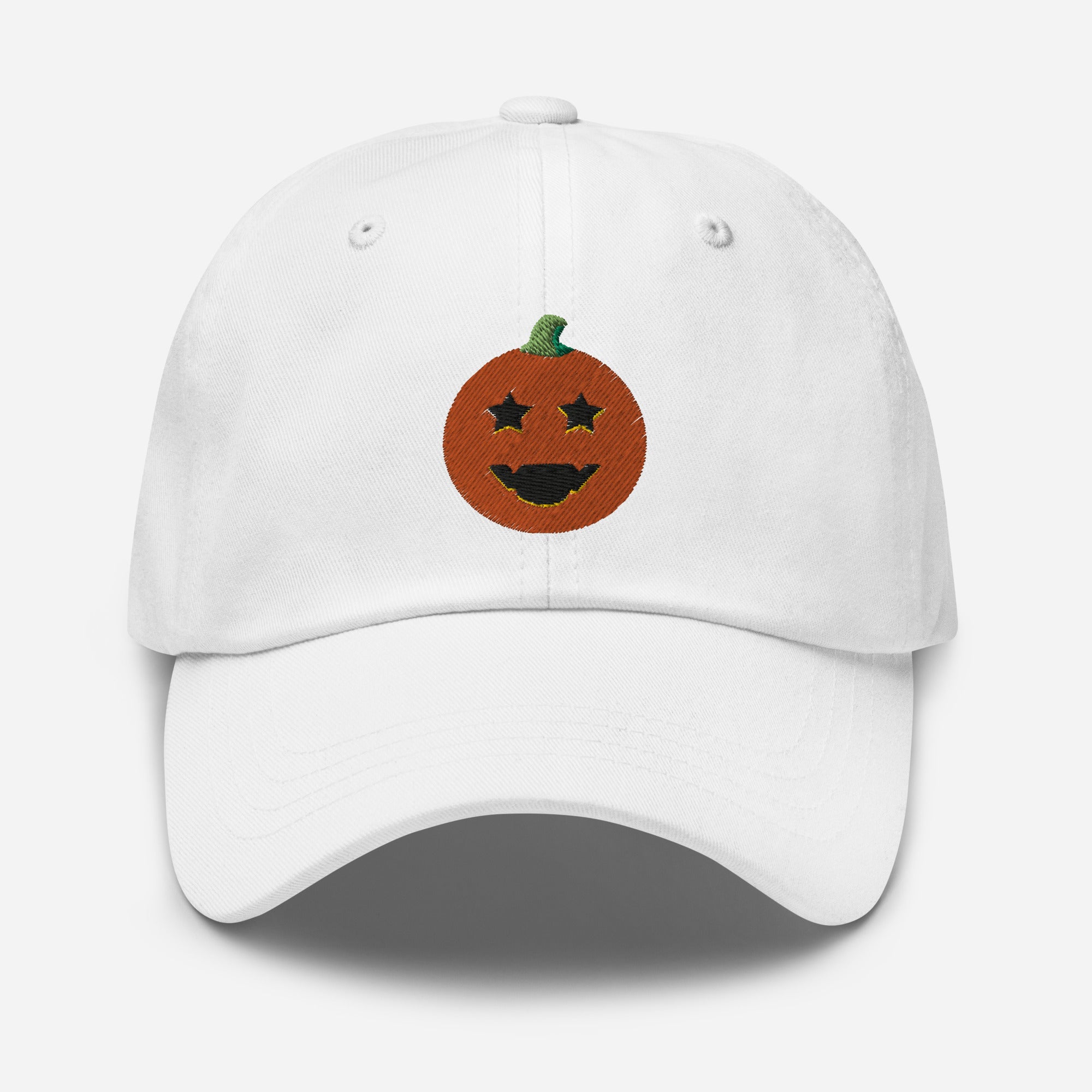 Halloween Pumpkin Dad Hat, Embroidered Evil Face Unisex Hat, Handmade Dad Cap, Scary Pumpkin Adjustable Baseball Gift Cap