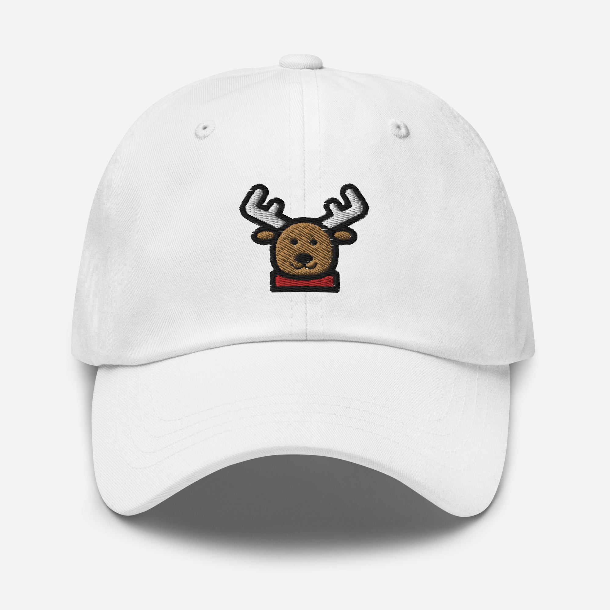 Reindeer Dad Hat, Embroidered Christmas Animal Unisex Hat, Handmade Dad Cap, Xmas Festive Adjustable Baseball Gift Cap