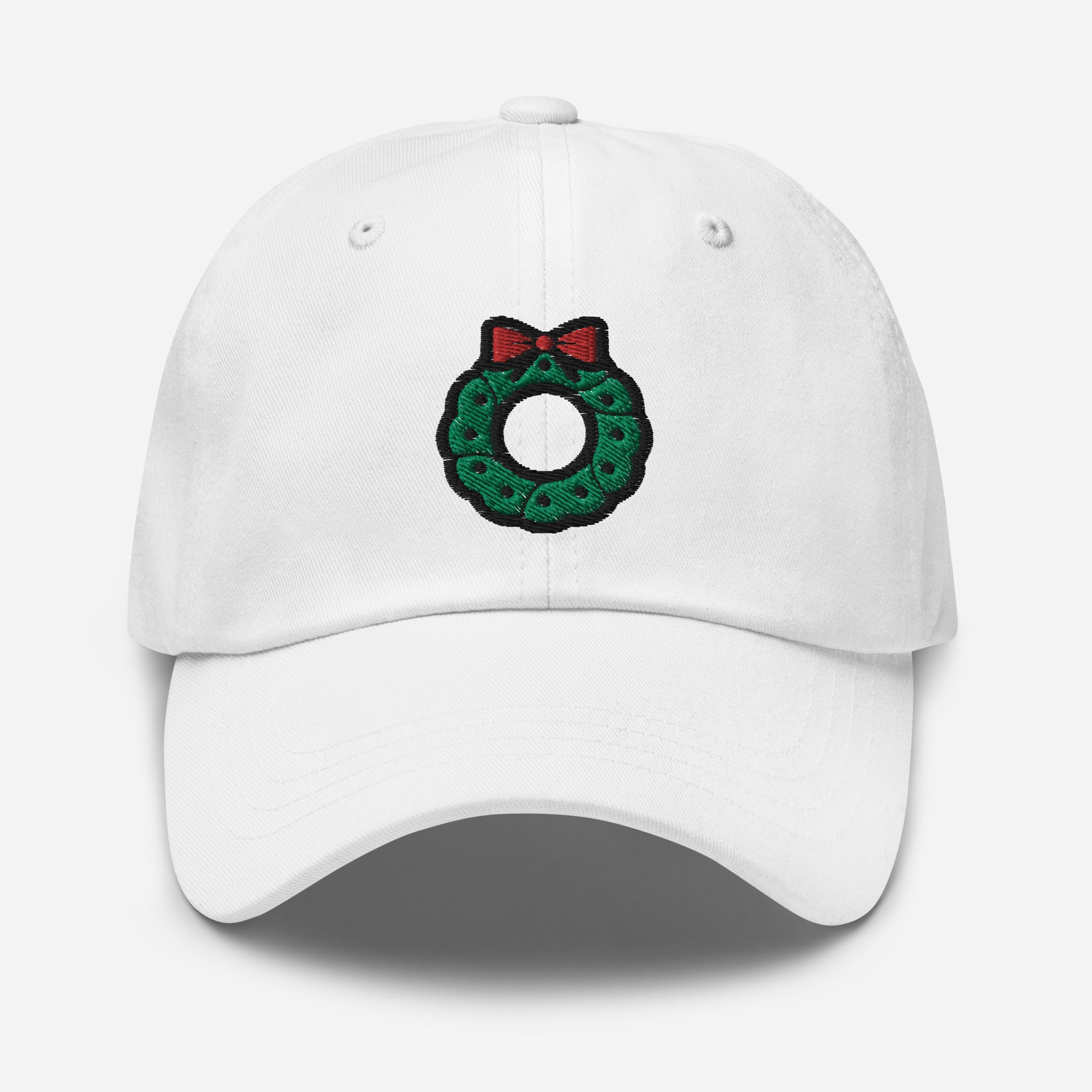 Christmas Wreath Dad Hat, Embroidered Christmas Decor Unisex Hat, Handmade Dad Cap, Xmas Festive Adjustable Baseball Gift Cap