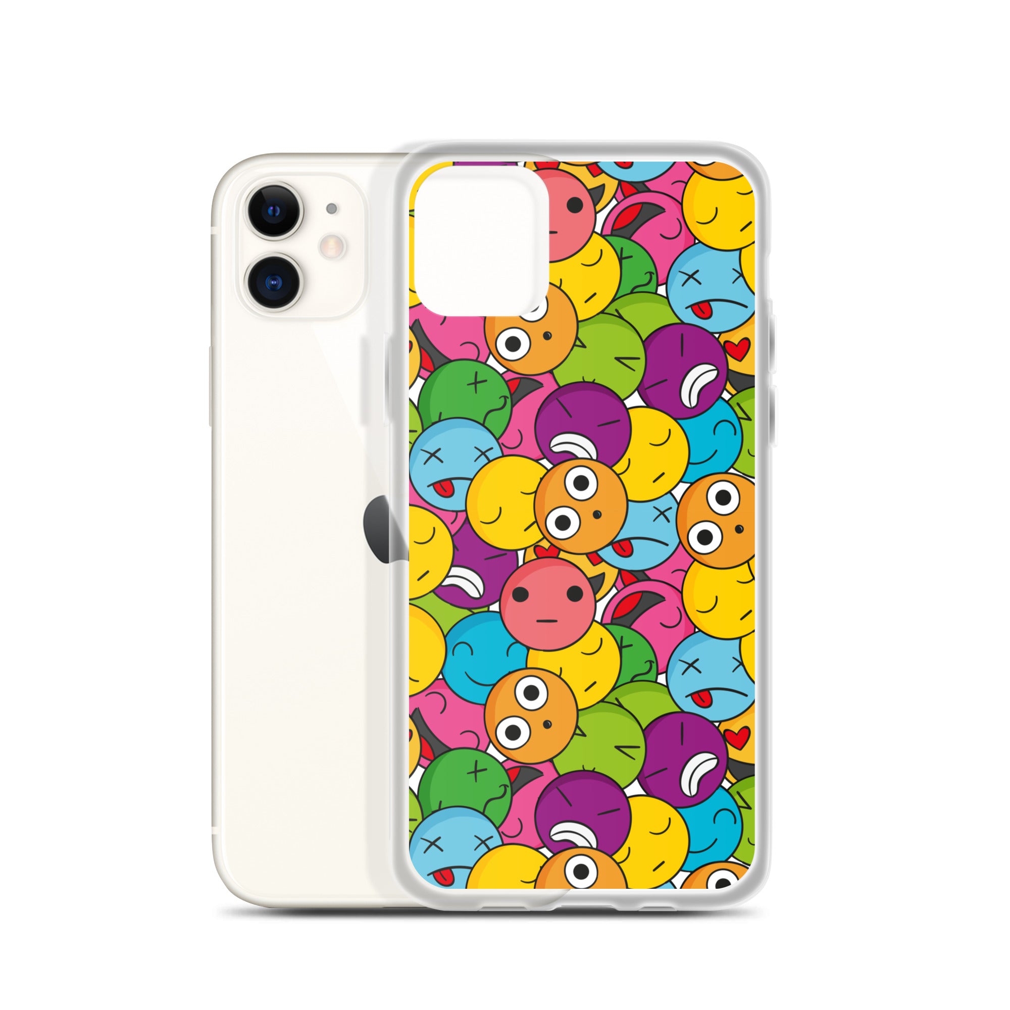 Creative Colorful Emoticons Pattern Clear Case for iPhone®