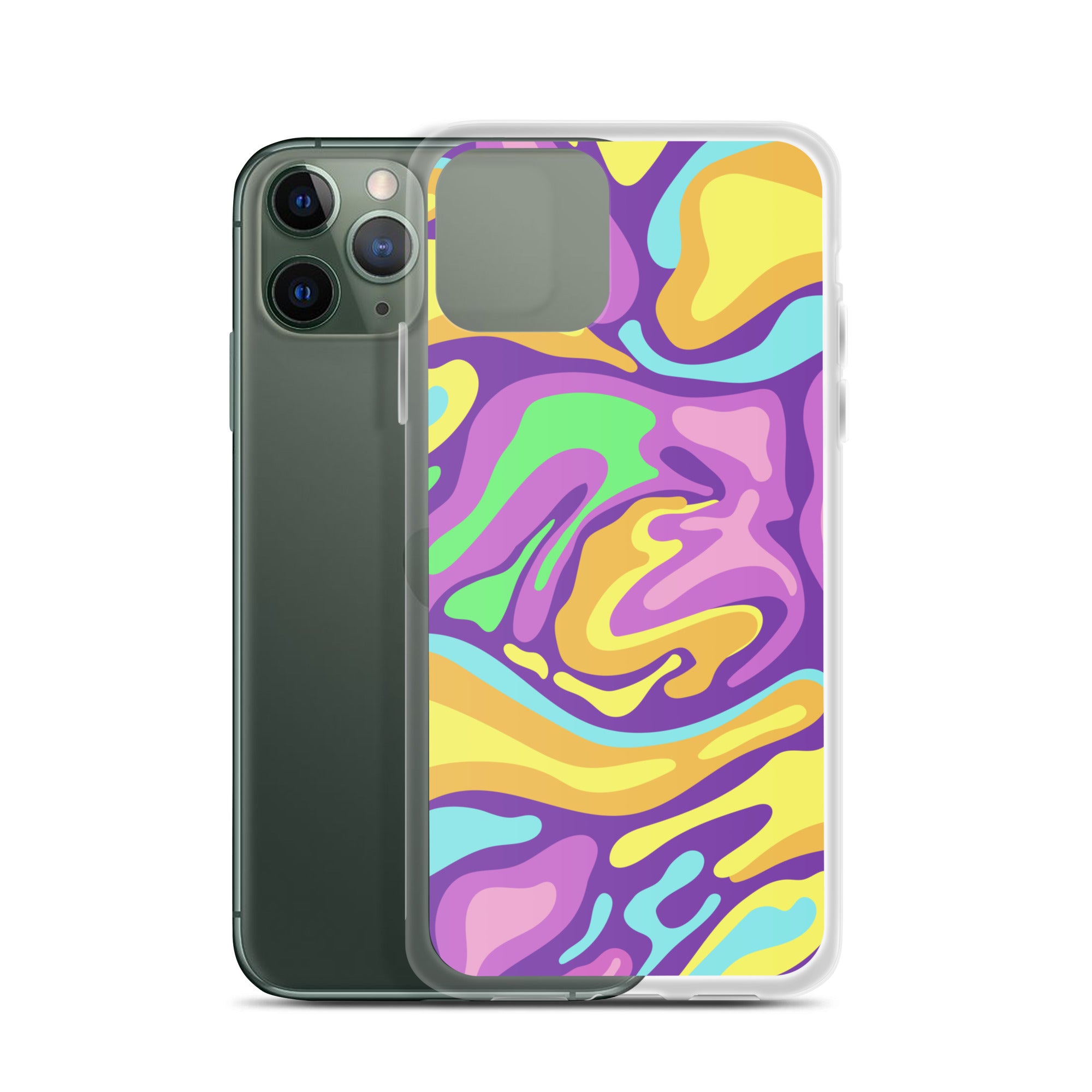 Colorful Groovy Psychedelic Wave Pattern Clear Case for iPhone®