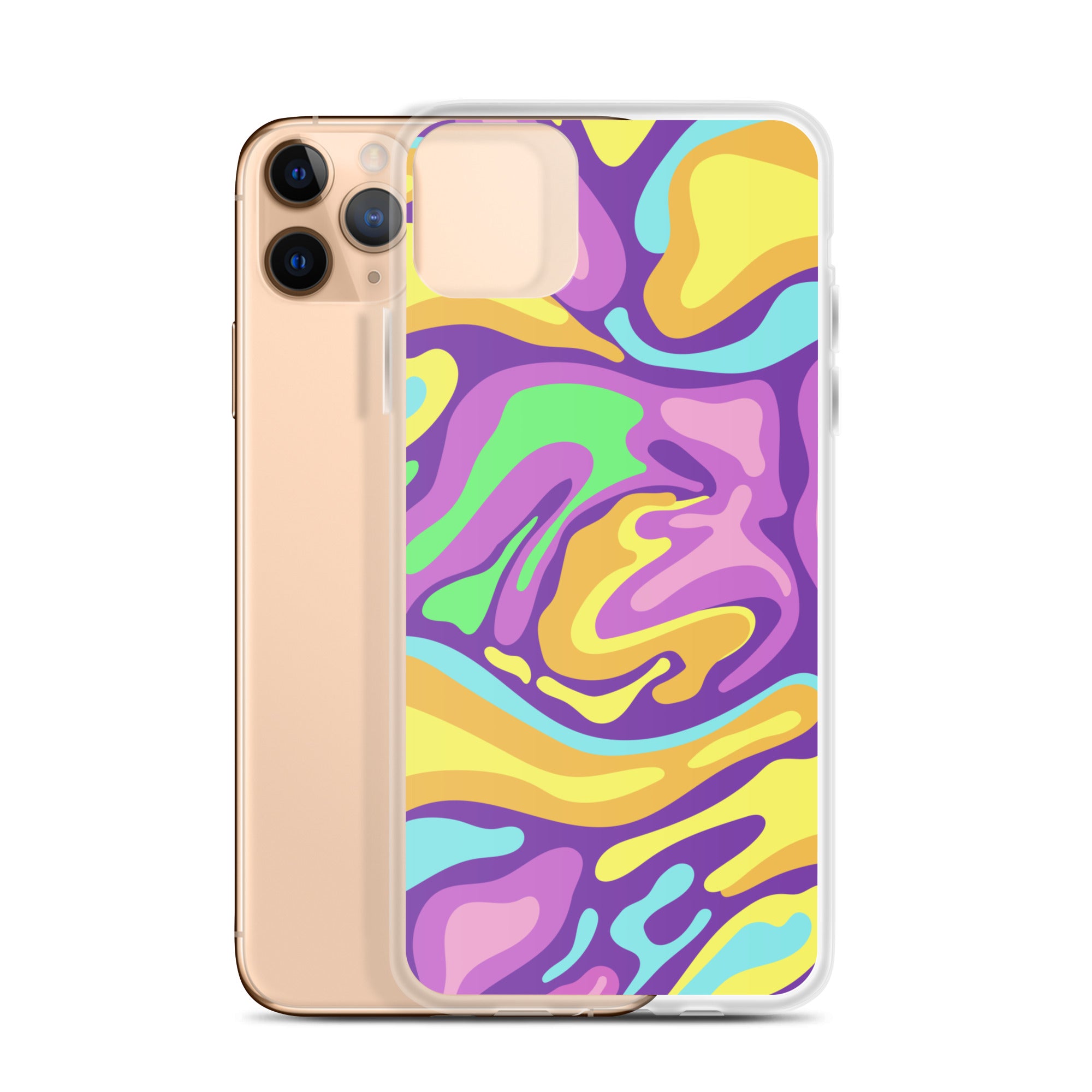 Colorful Groovy Psychedelic Wave Pattern Clear Case for iPhone®