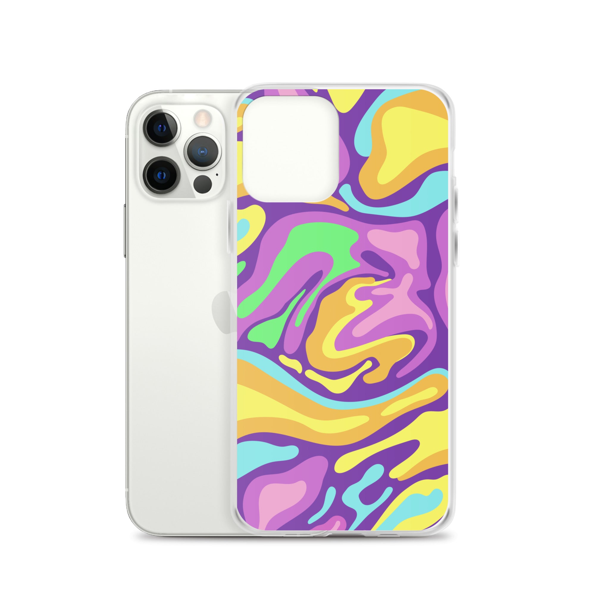 Colorful Groovy Psychedelic Wave Pattern Clear Case for iPhone®