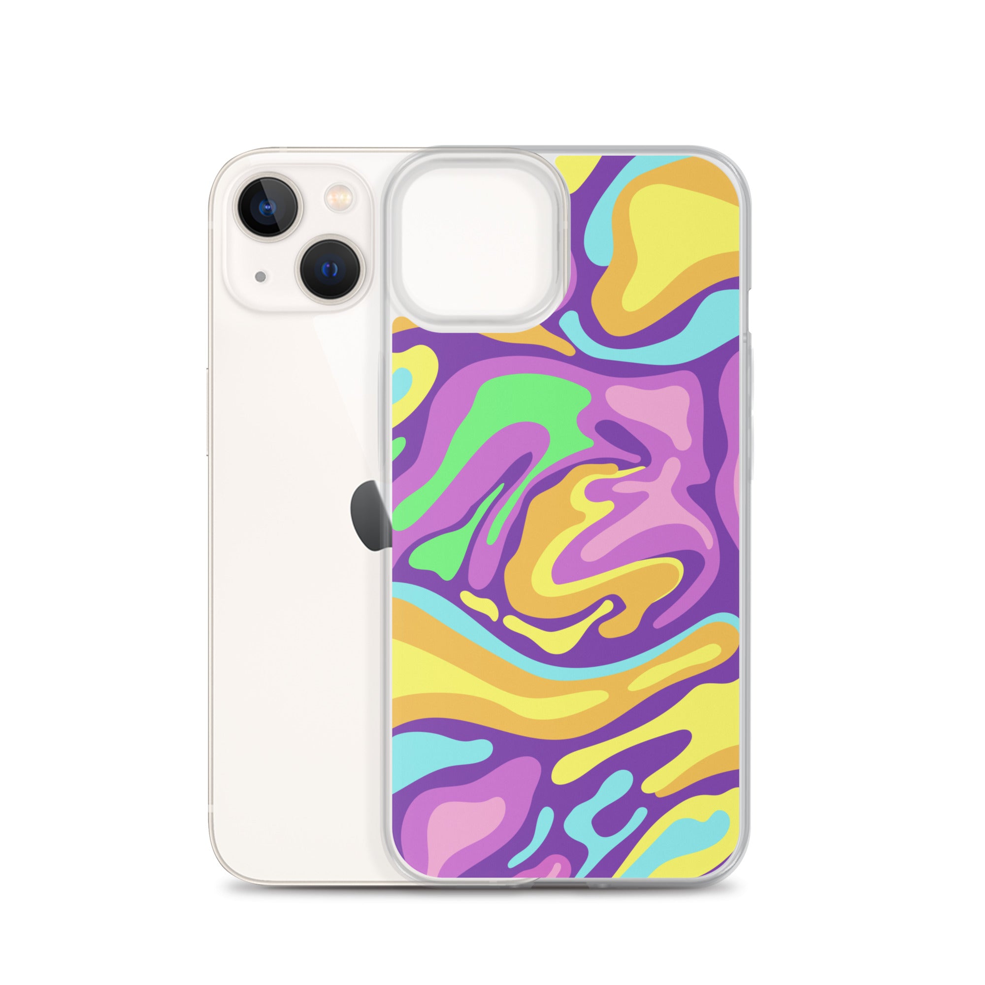 Colorful Groovy Psychedelic Wave Pattern Clear Case for iPhone®