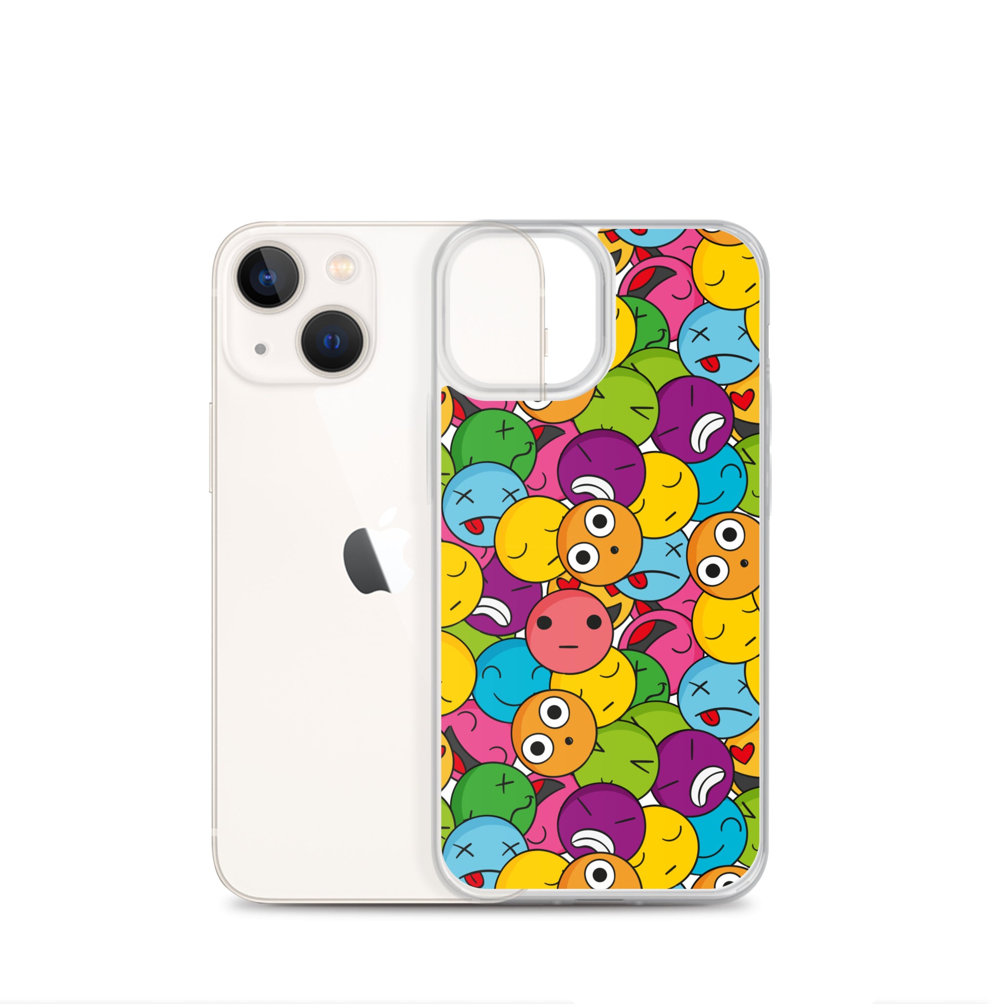 Creative Colorful Emoticons Pattern Clear Case for iPhone®