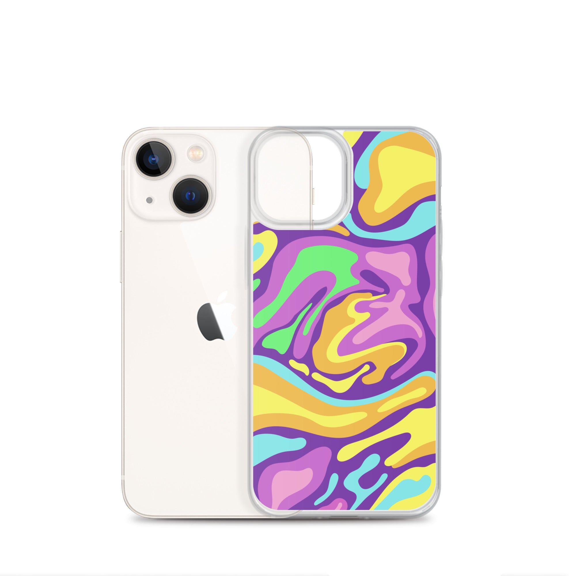 Colorful Groovy Psychedelic Wave Pattern Clear Case for iPhone®