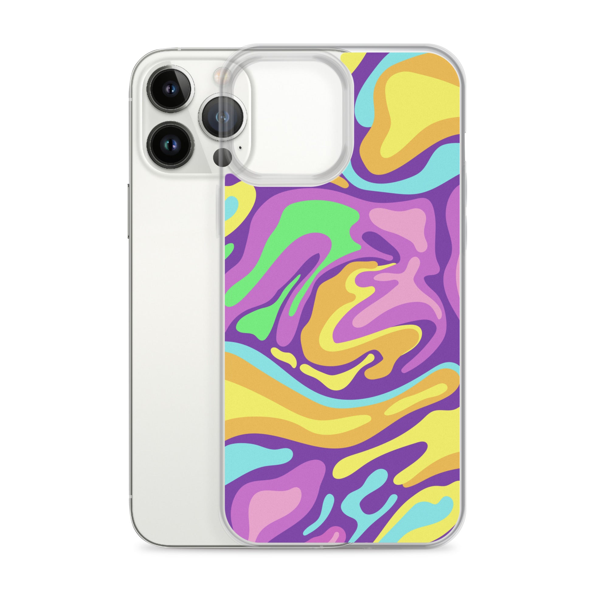 Colorful Groovy Psychedelic Wave Pattern Clear Case for iPhone®