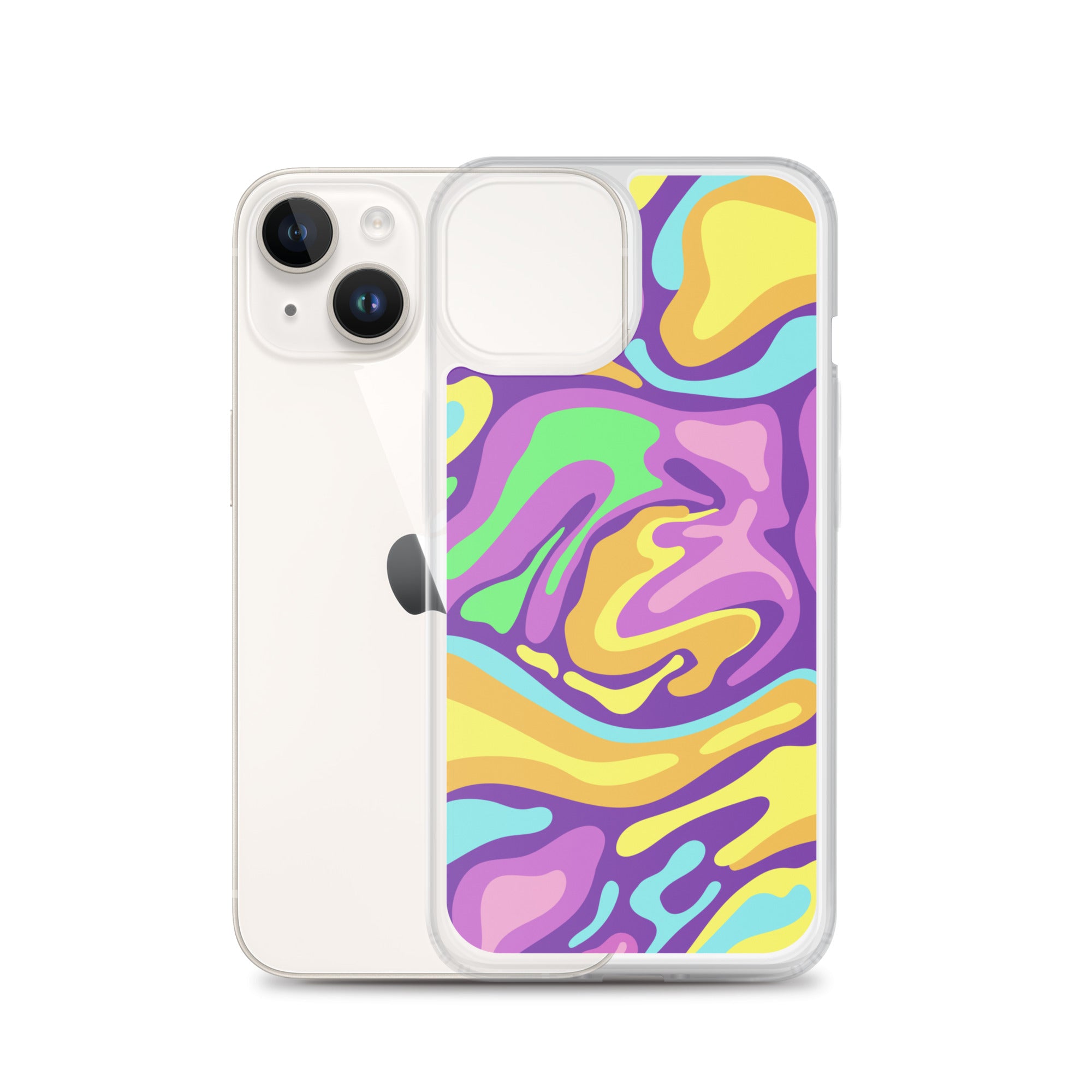 Colorful Groovy Psychedelic Wave Pattern Clear Case for iPhone®