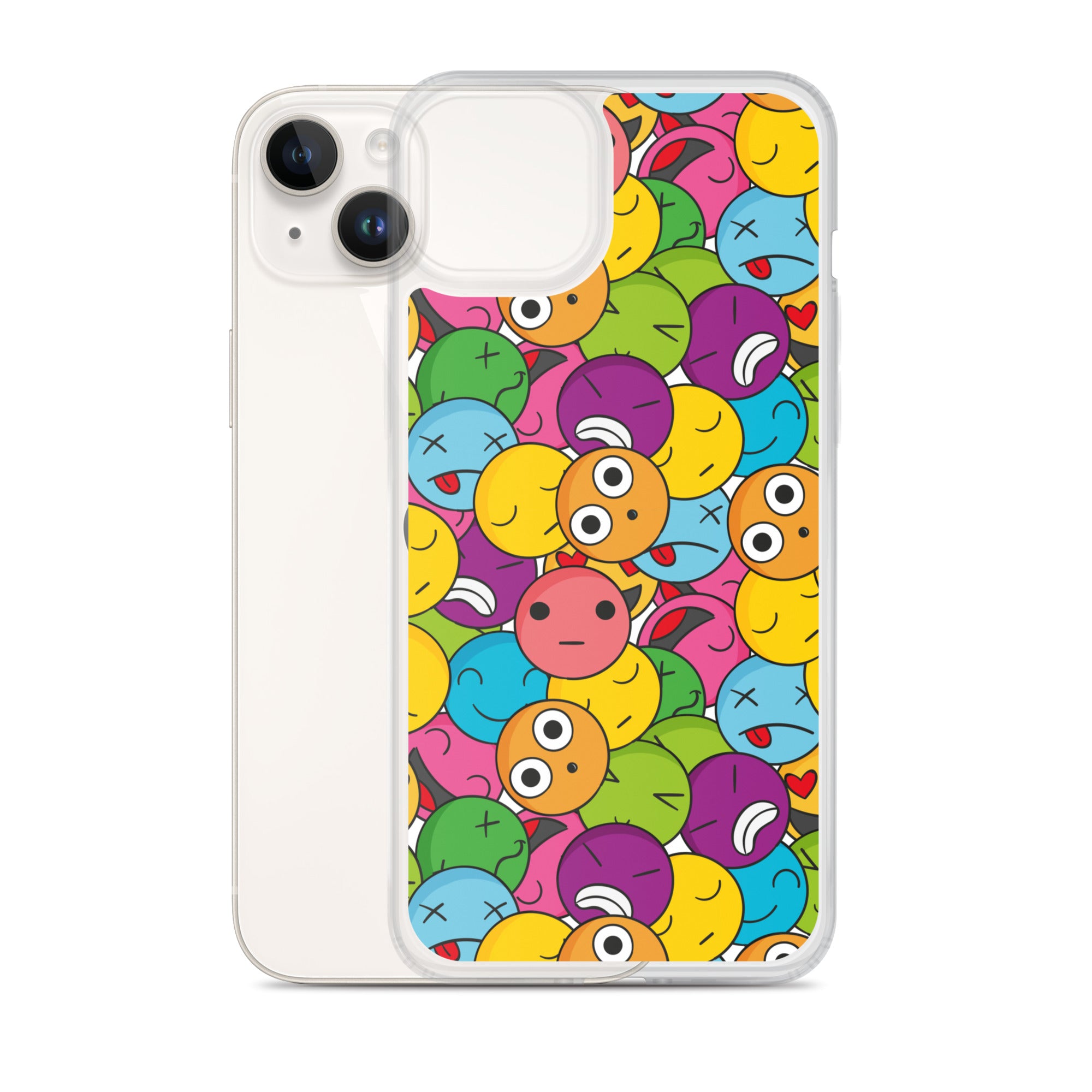 Creative Colorful Emoticons Pattern Clear Case for iPhone®