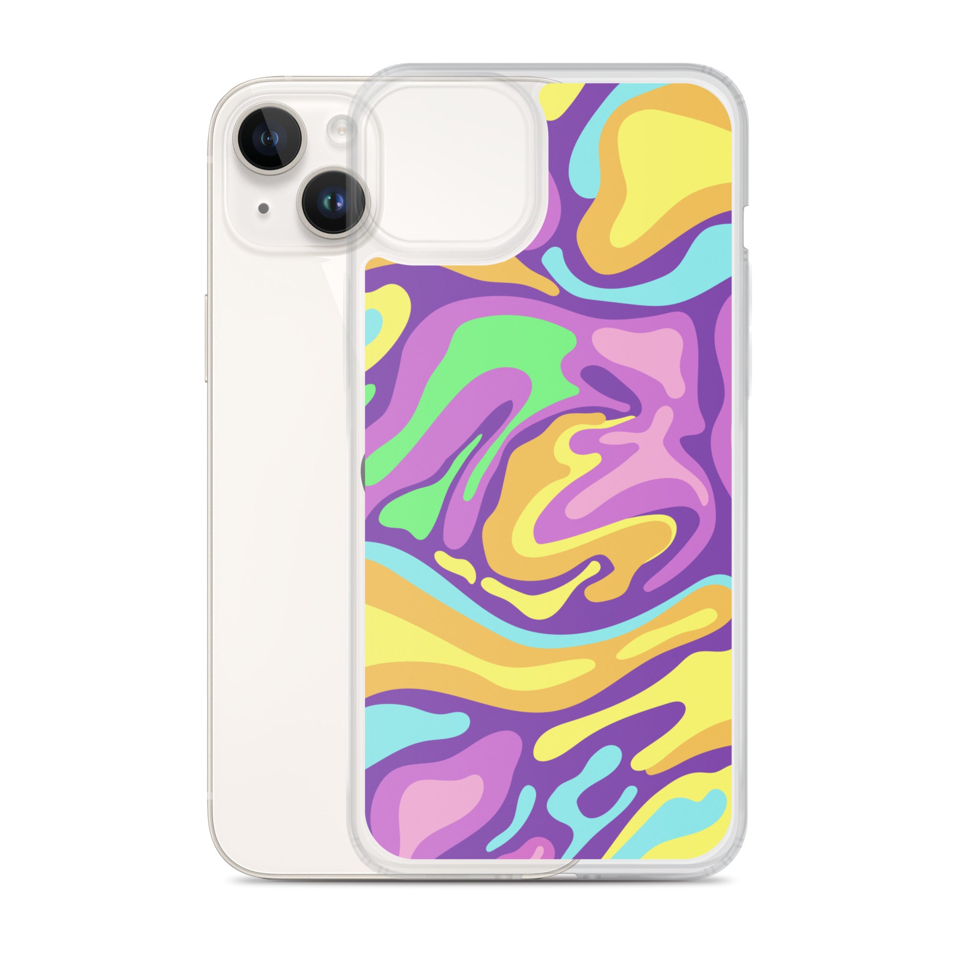 Colorful Groovy Psychedelic Wave Pattern Clear Case for iPhone®