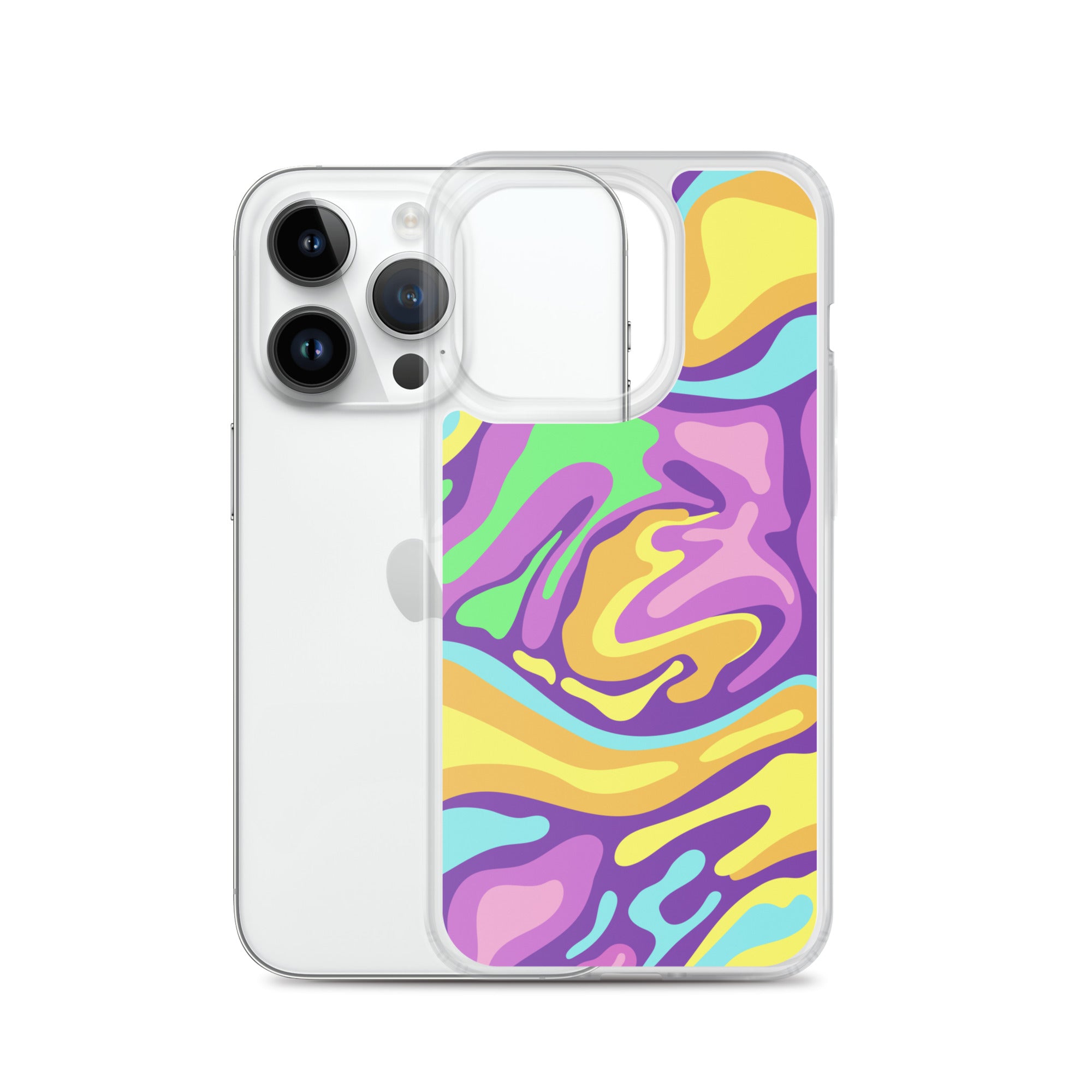 Colorful Groovy Psychedelic Wave Pattern Clear Case for iPhone®