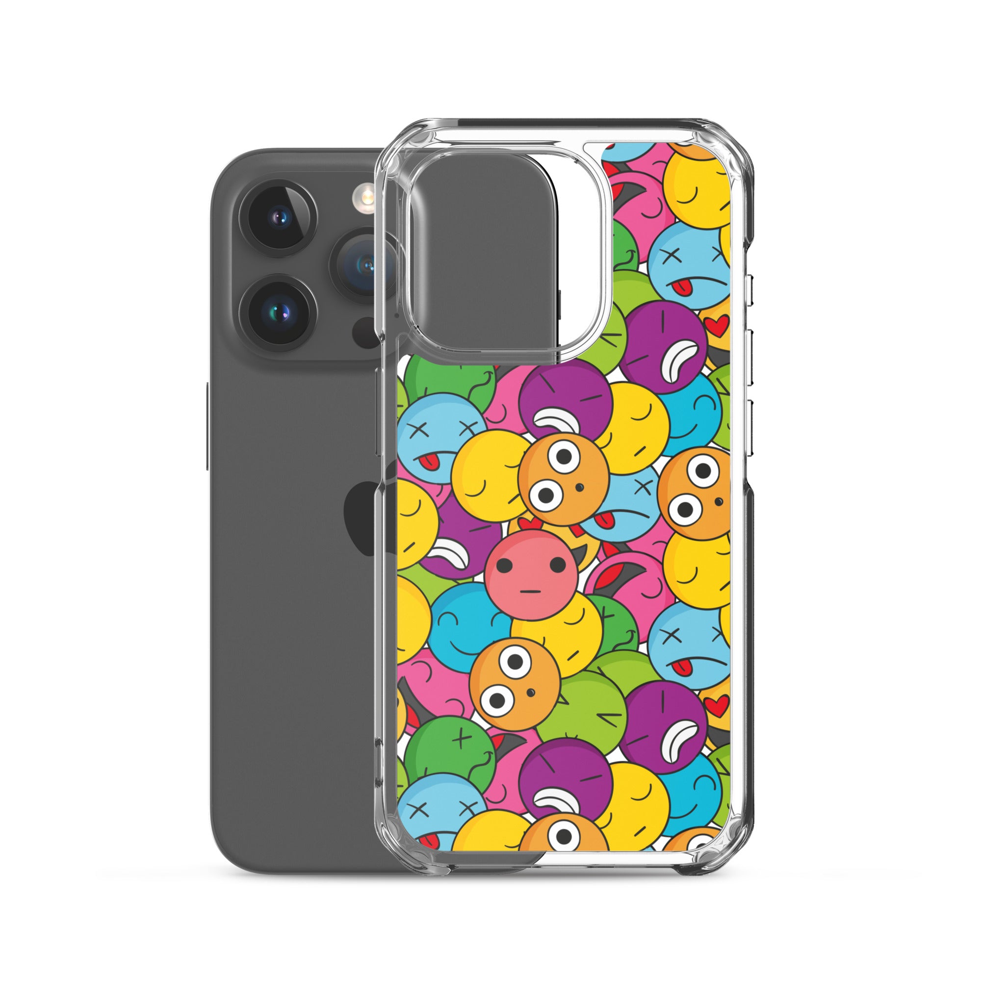 Creative Colorful Emoticons Pattern Clear Case for iPhone®