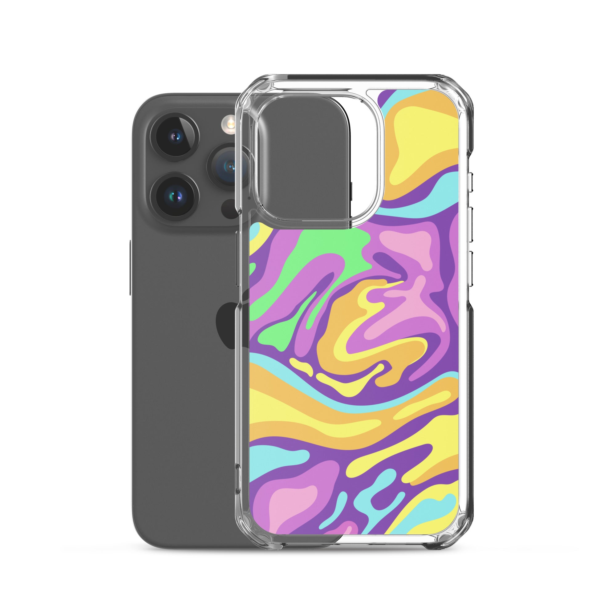 Colorful Groovy Psychedelic Wave Pattern Clear Case for iPhone®