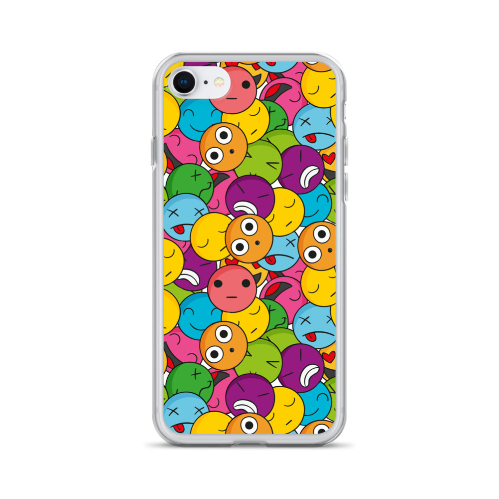 Creative Colorful Emoticons Pattern Clear Case for iPhone®