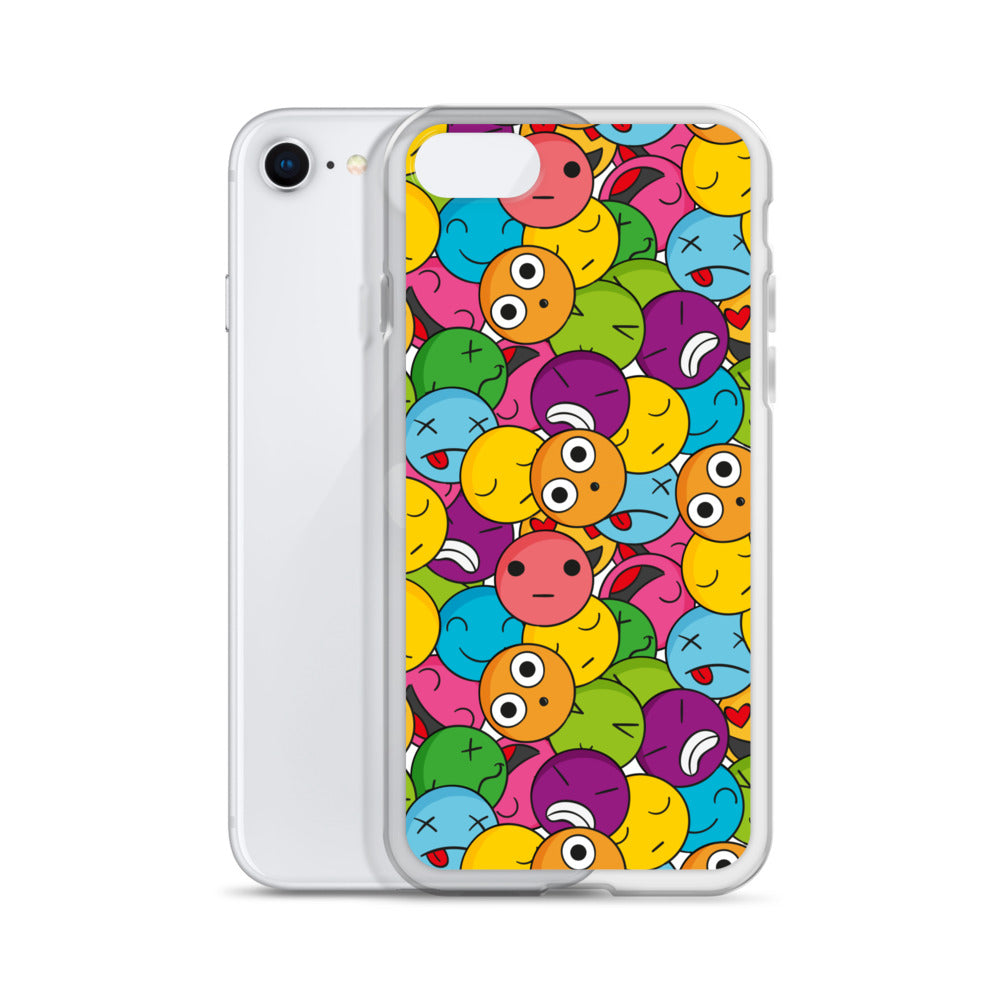 Creative Colorful Emoticons Pattern Clear Case for iPhone®